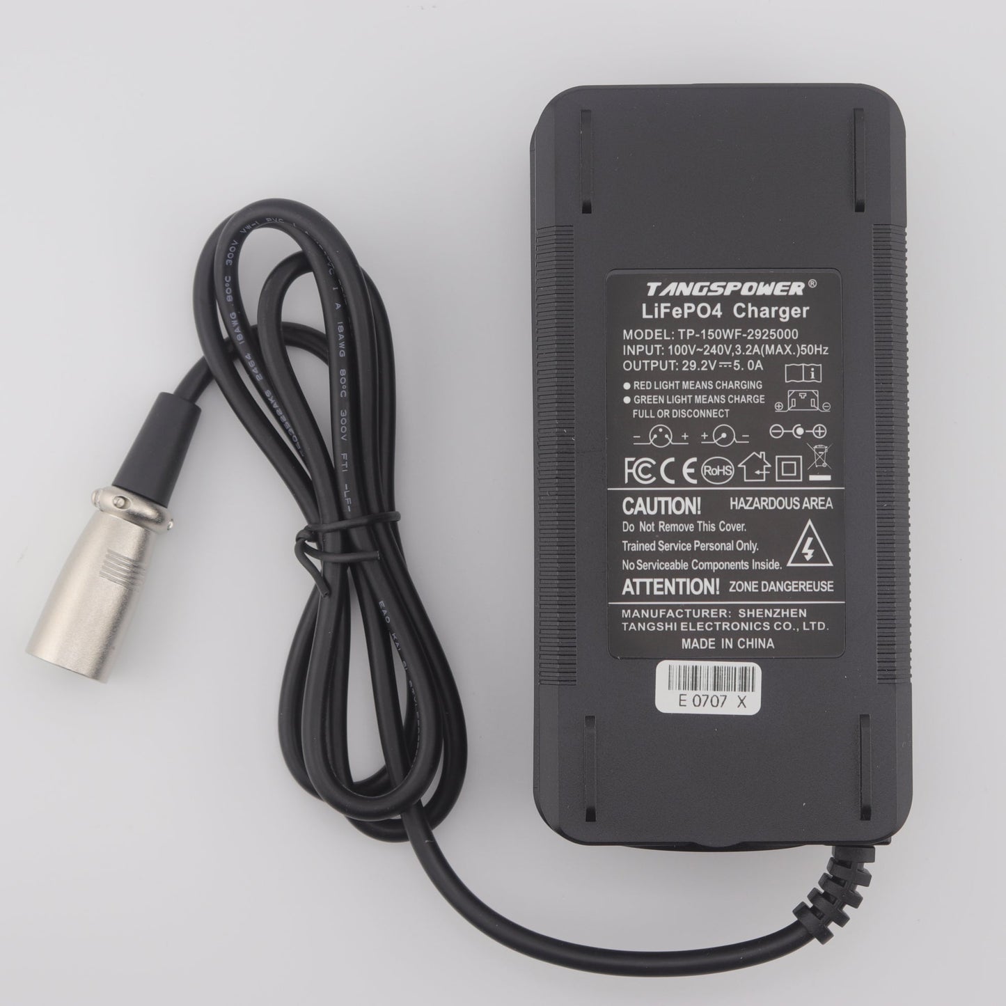 3-Pin XLR 29.2V 5A LiFePO4 LFP Battery Charger for 8S 24V Battery