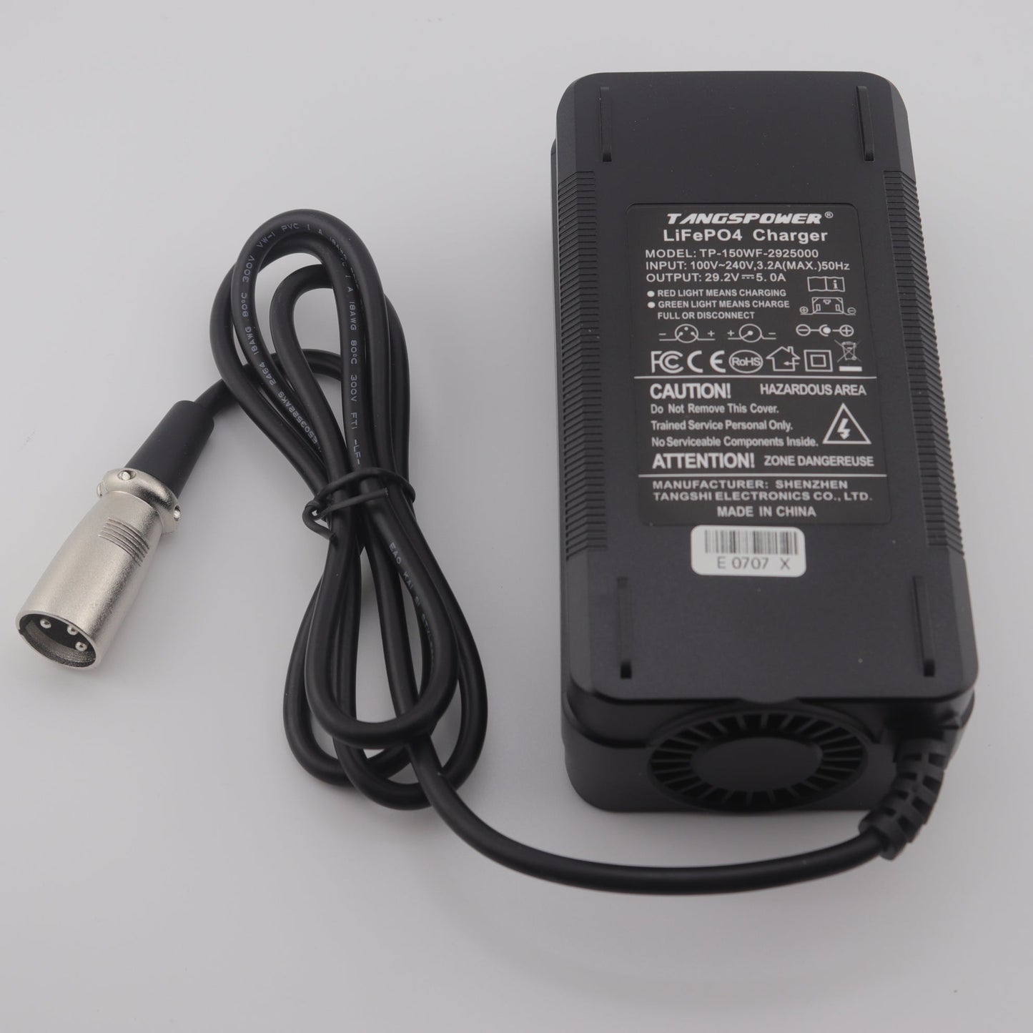 3-Pin XLR 29.2V 5A LiFePO4 LFP Battery Charger for 8S 24V Battery