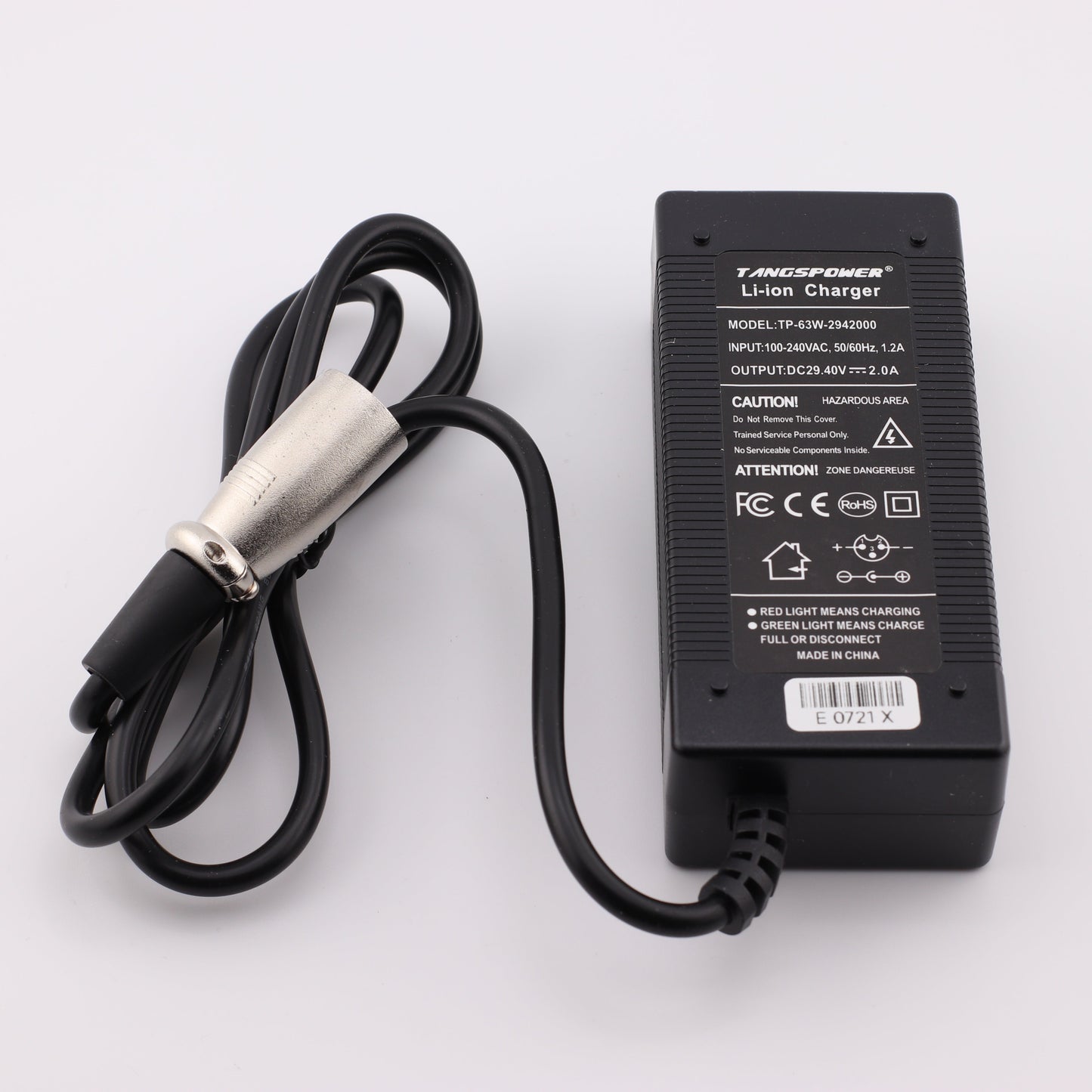 3 Pin XLR 29.4V 2A Lithium Battery Charger for 8S 24V Battery
