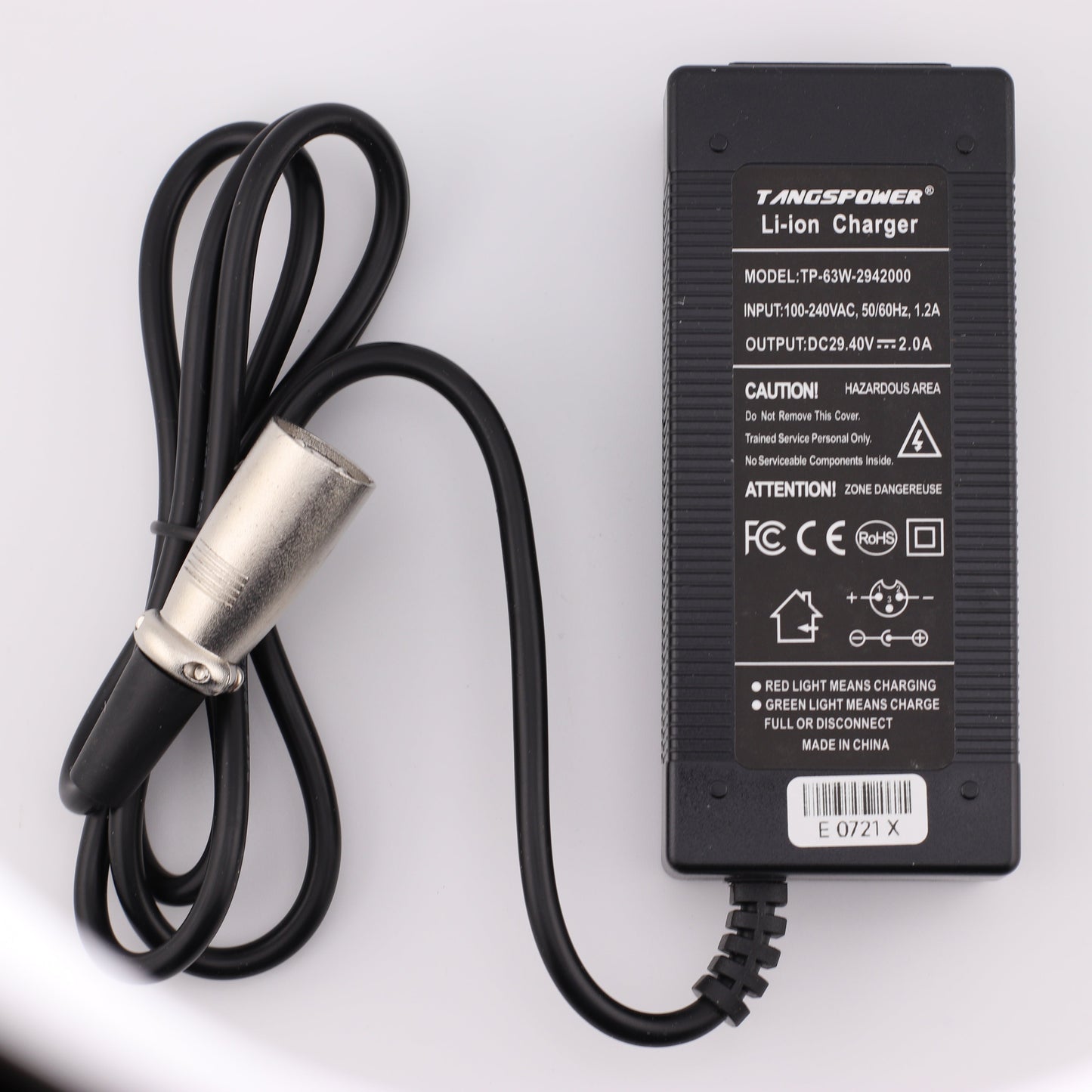 3 Pin XLR 29.4V 2A Lithium Battery Charger for 8S 24V Battery