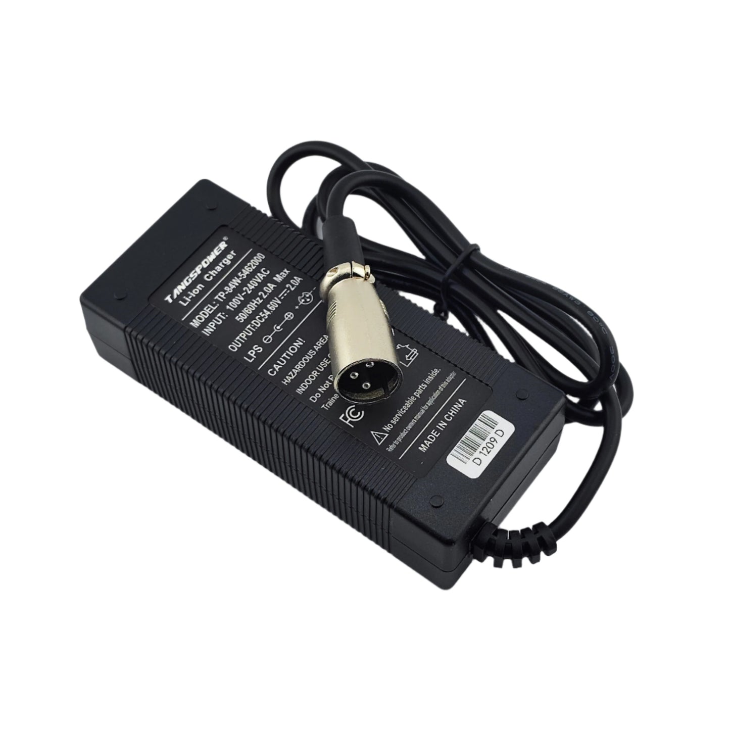 3-Pin XLR 54.6V 2A Lithium Battery Charger for 13S 48V eBike eScooter