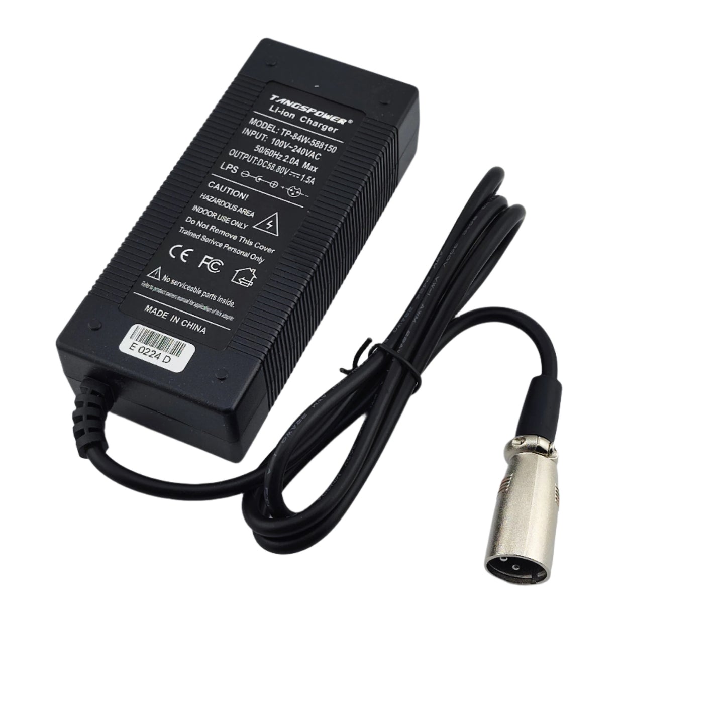 3-Pin XLR 58.8V 1.5A Lithium Battery Charger for 14S 52V eBike eScooter