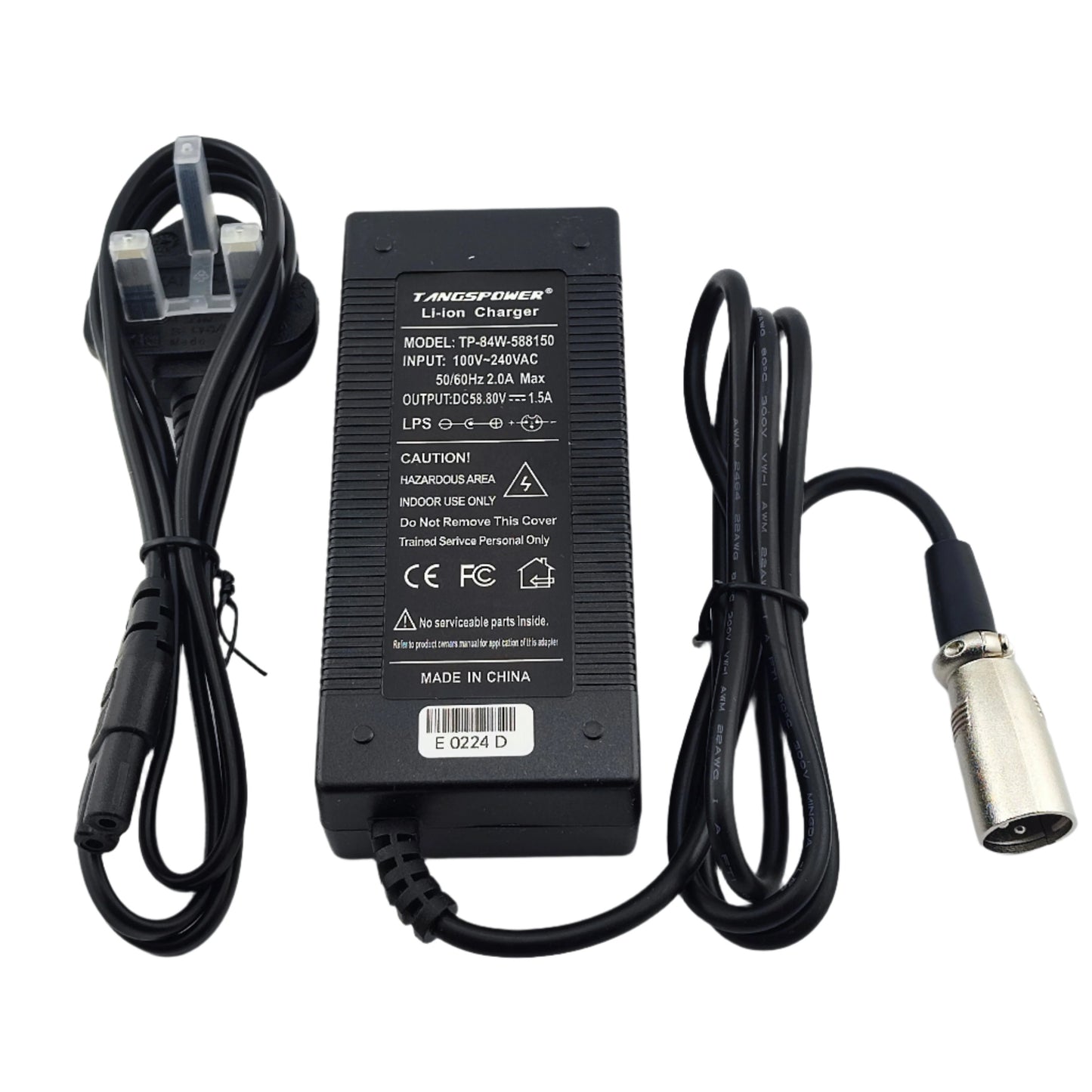 3-Pin XLR 58.8V 1.5A Lithium Battery Charger for 14S 52V eBike eScooter