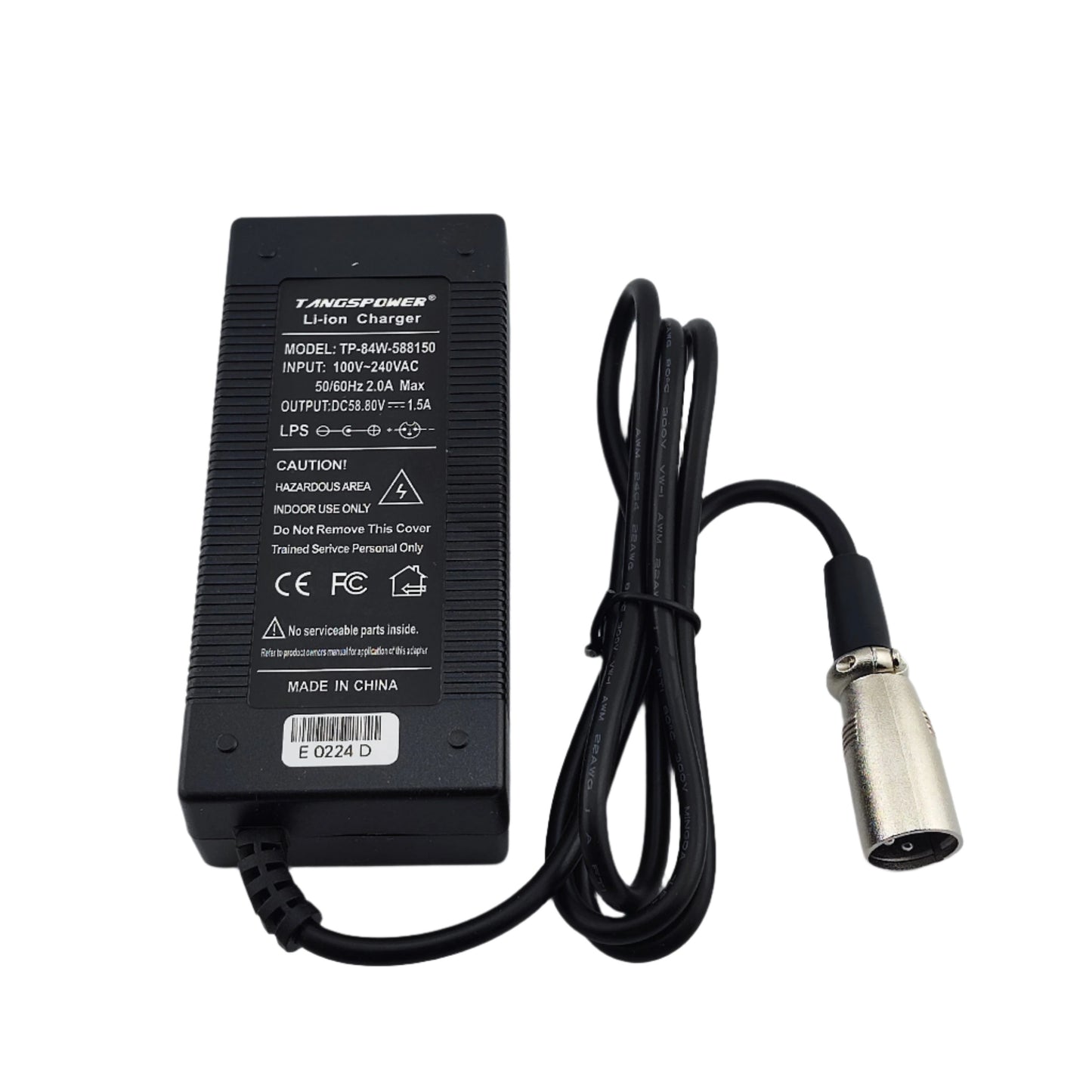 3-Pin XLR 58.8V 1.5A Lithium Battery Charger for 14S 52V eBike eScooter