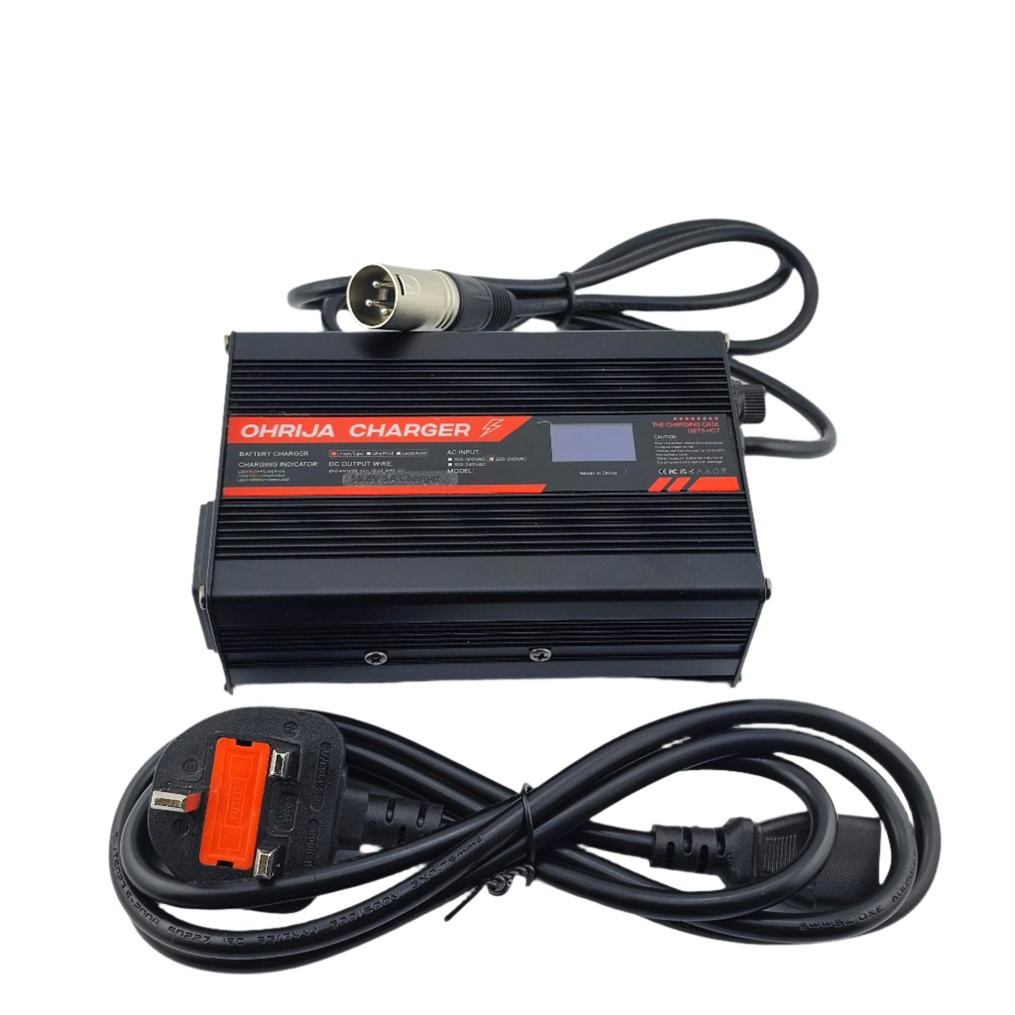 3-Pin XLR 58.8V 5A Li-ion Battery Charger for 14S 52V Battery with Display