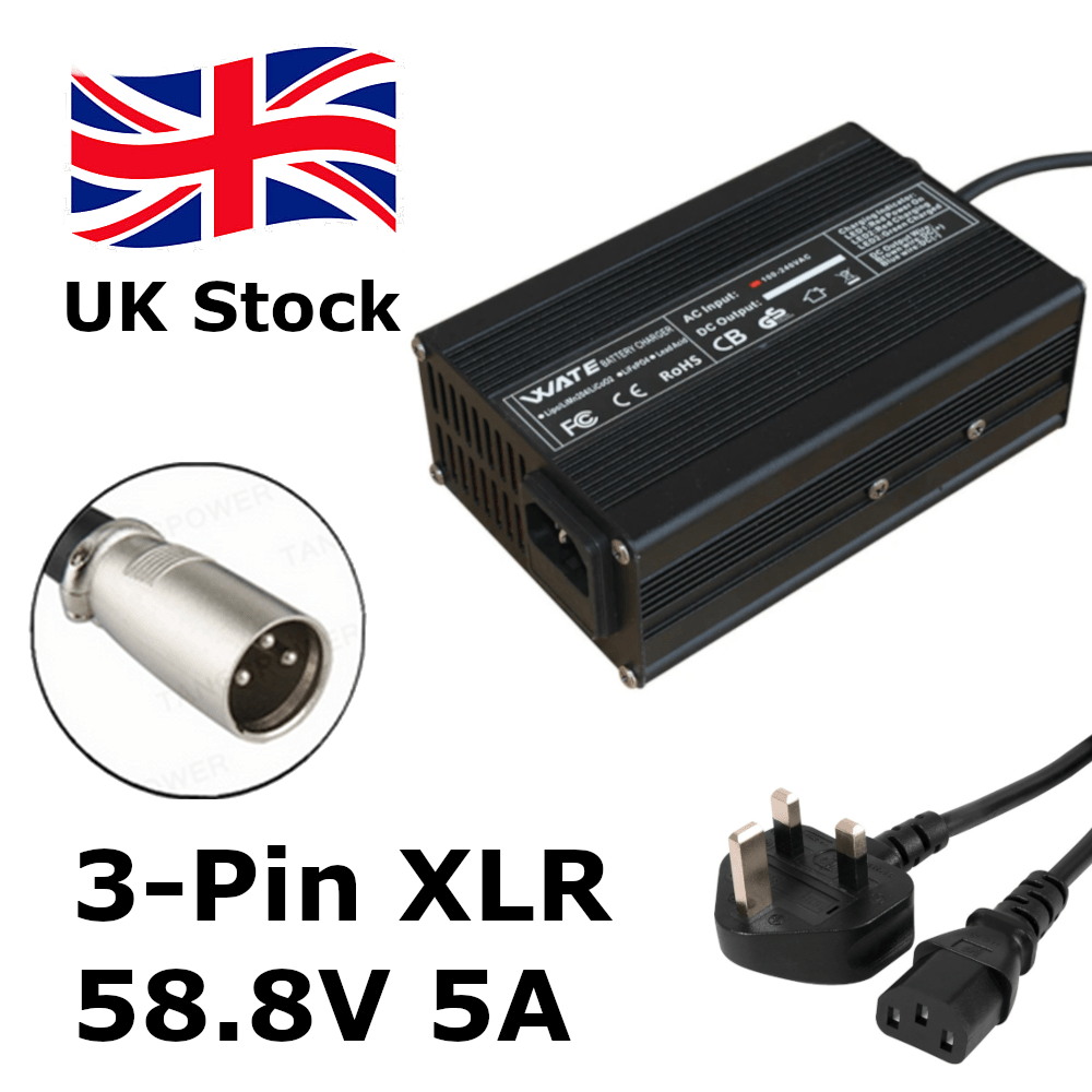 3-Pin XLR 58.8V 5A Lithium Battery Charger for 14S 52V Electric bike/Scooter - Escooterparts