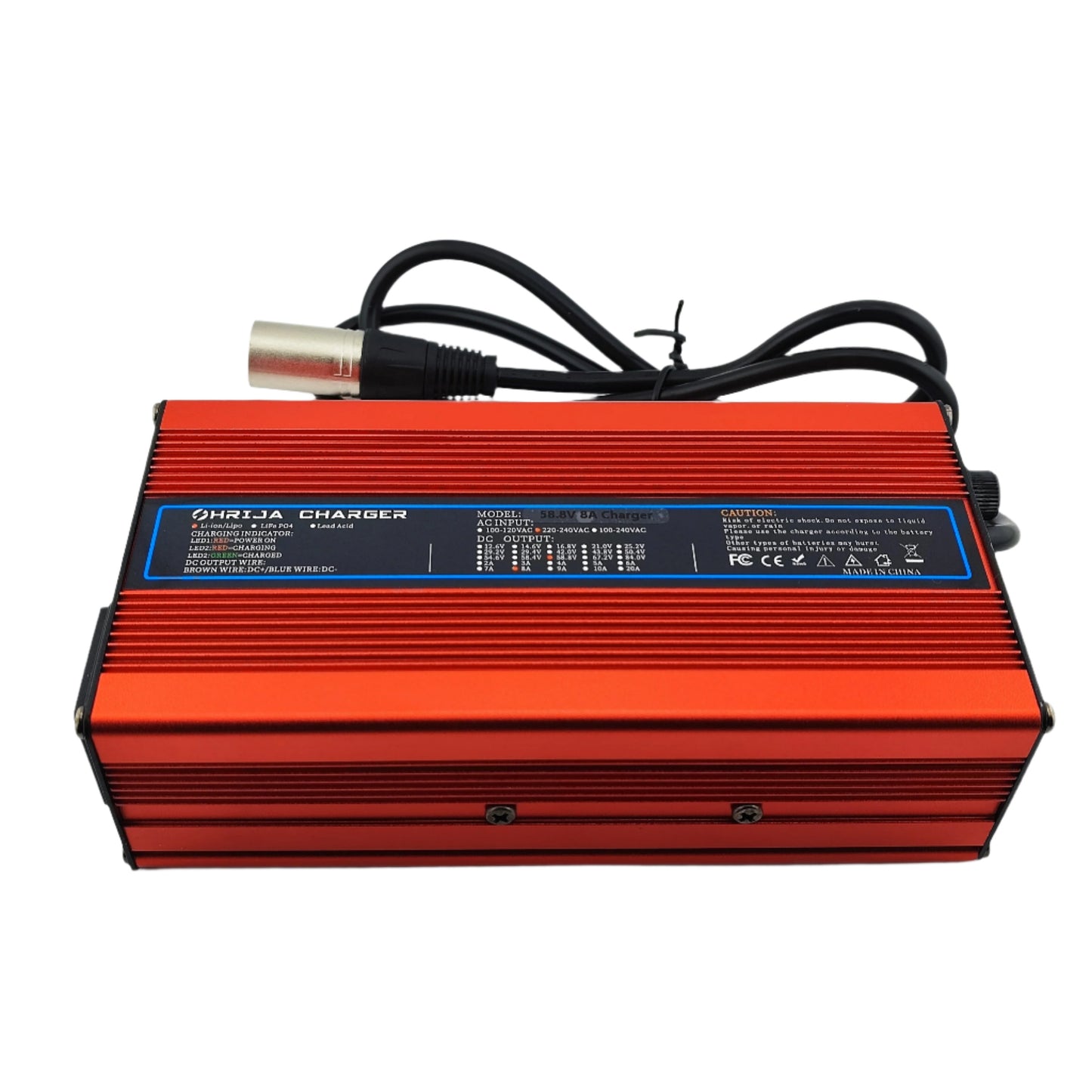 3-Pin XLR 58.8V 8A Lithium Battery Charger for 14S 52V eBike eScooter