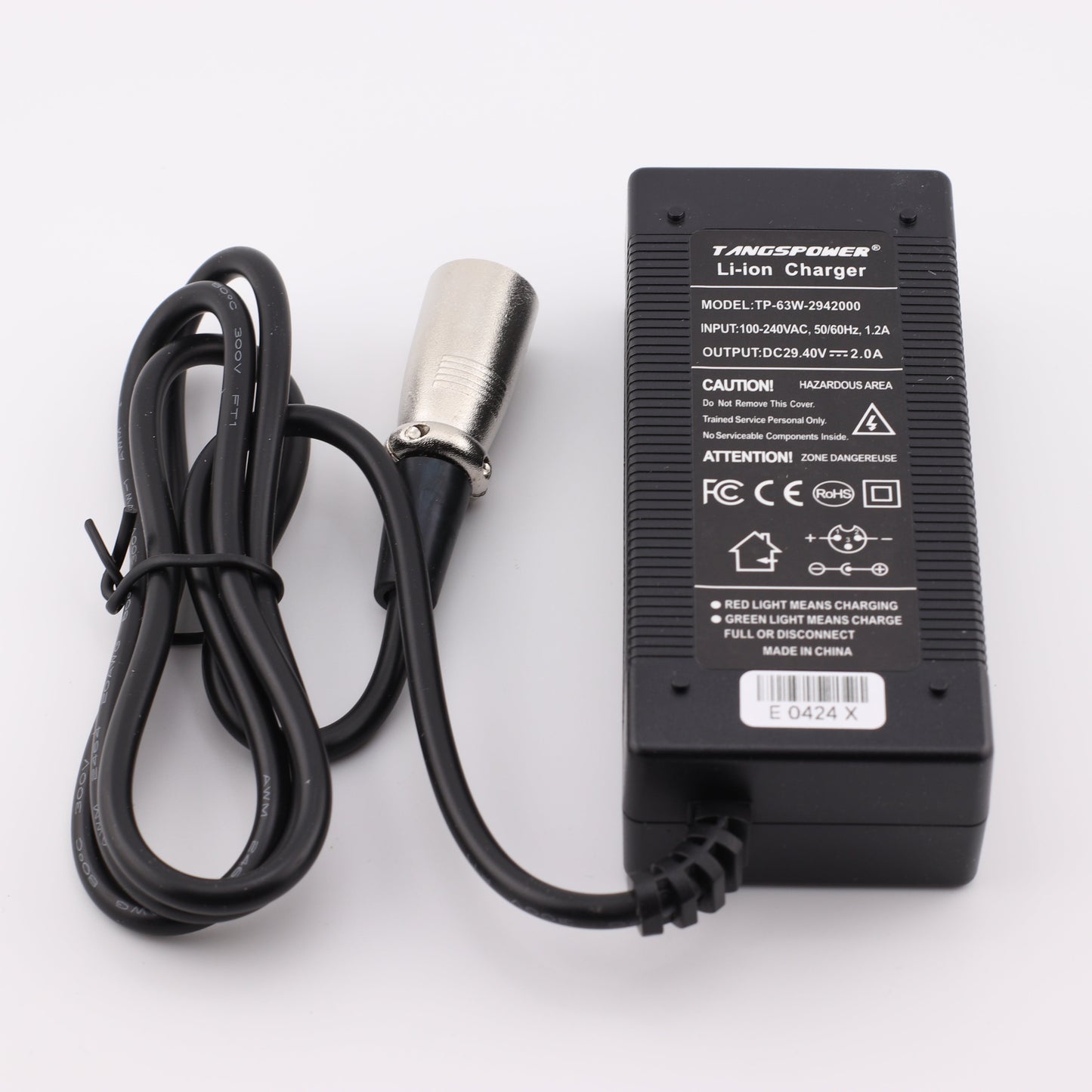 4 Pin XLR 29.4V 2A Lithium Battery Charger for 8S 24V Li Ion Battery