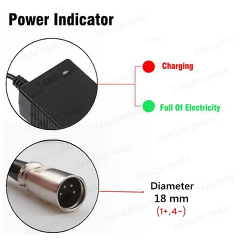 4-Pin XLR 48V 2A Lead Acid Battery Charger 57.2V for Electric Wheelchair - Escooterparts