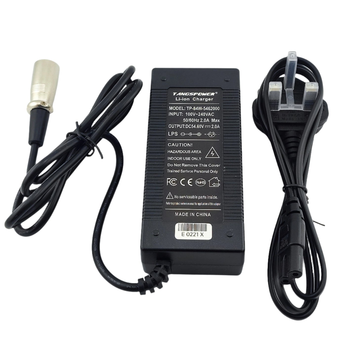 4-Pin XLR 54.6V 2A Lithium Battery Charger for 13S 48V eBike eScooter