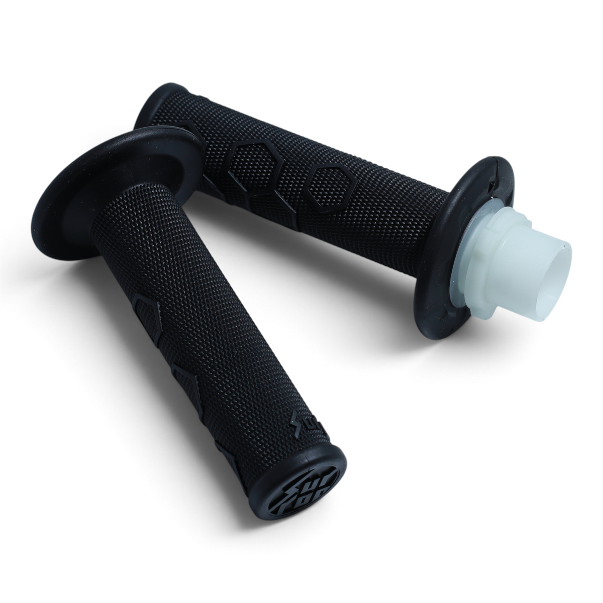 Escooterparts black rubber handlebar grips with textured pattern for Sur-Ron Ultra Bee electric dirt bike