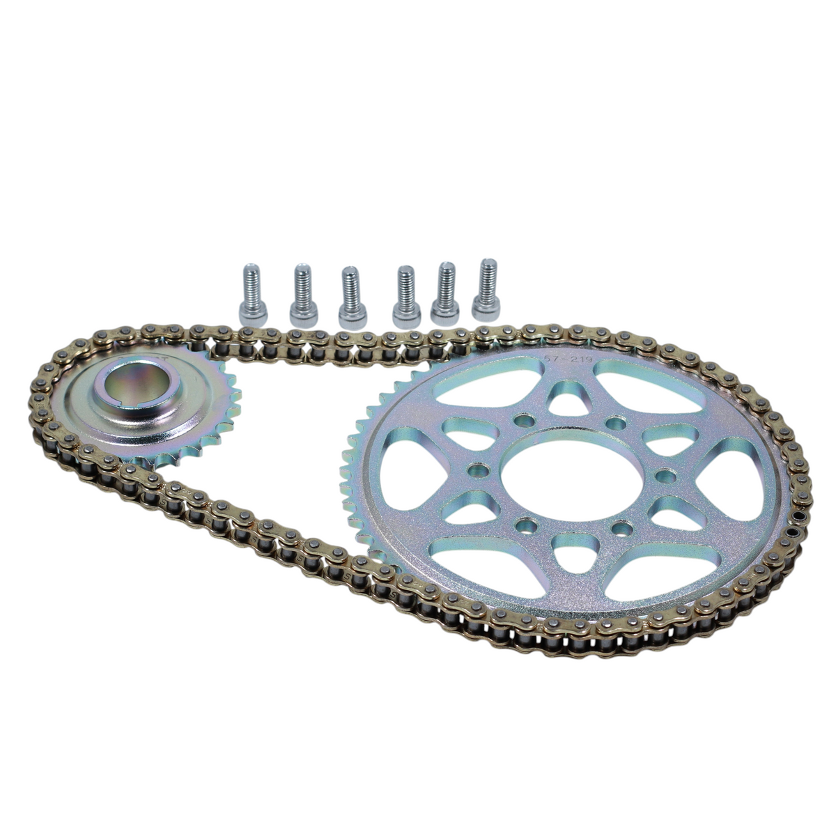 Escooterparts primary transmission chain conversion kit with sprockets and mounting bolts for Sur-Ron Ultra Bee