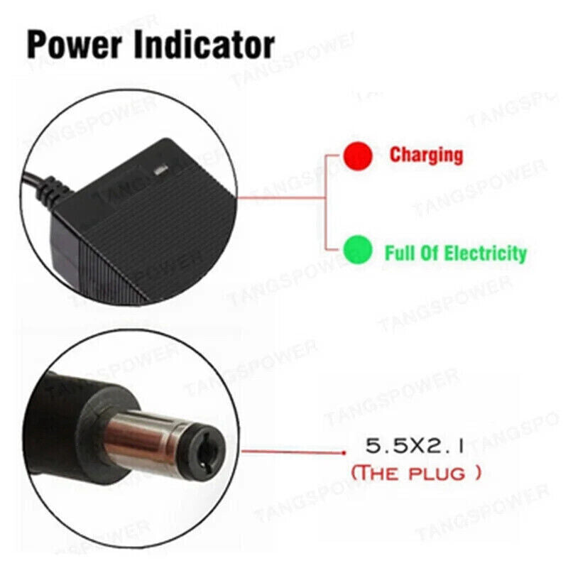 DC 5.5X2.1MM 48V 2A Lead Acid Battery Charger 57.2V for Electric Wheelchair - Escooterparts