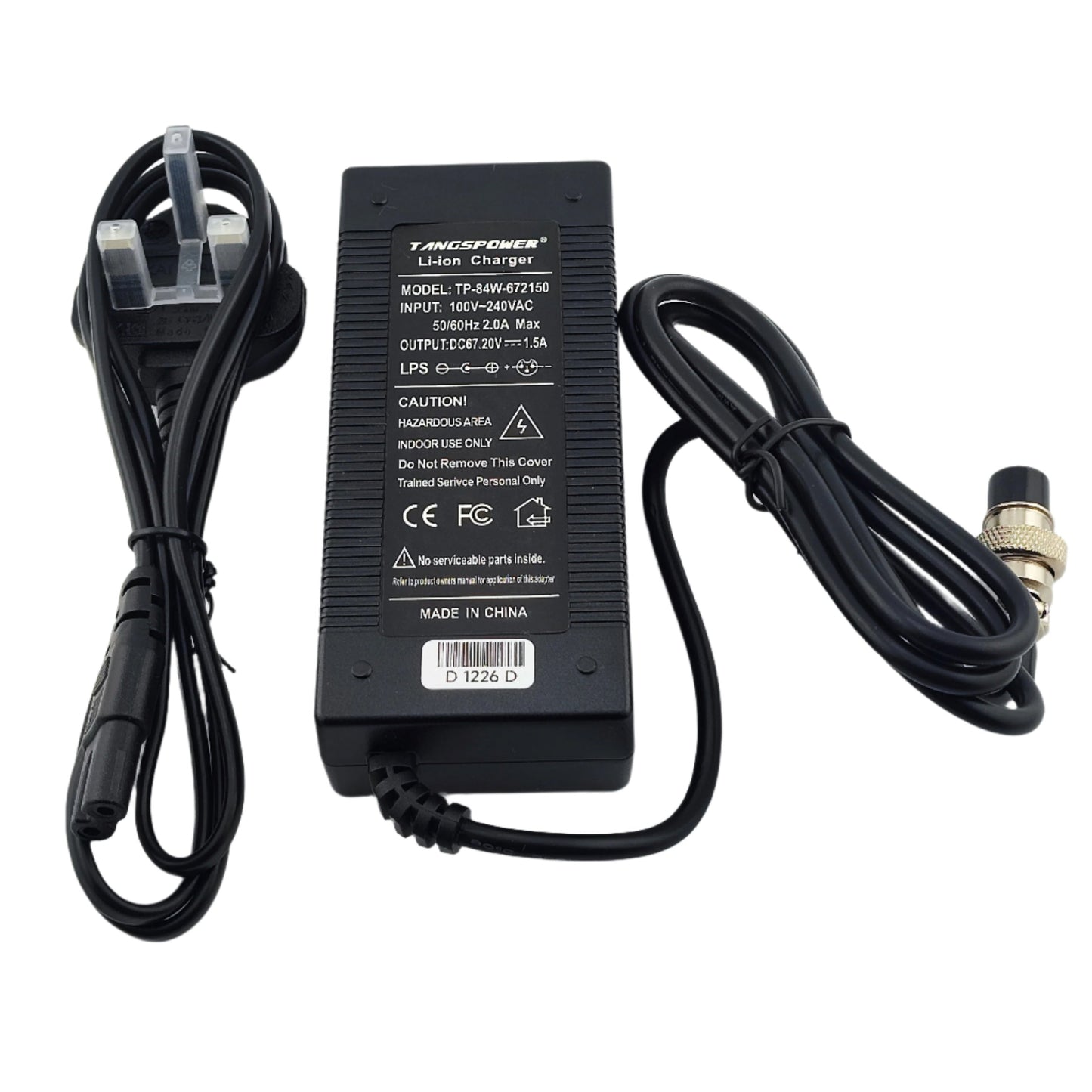 GX16 67.2V 1.5A Lithium Battery Charger for 16S 60V eBike eScooter