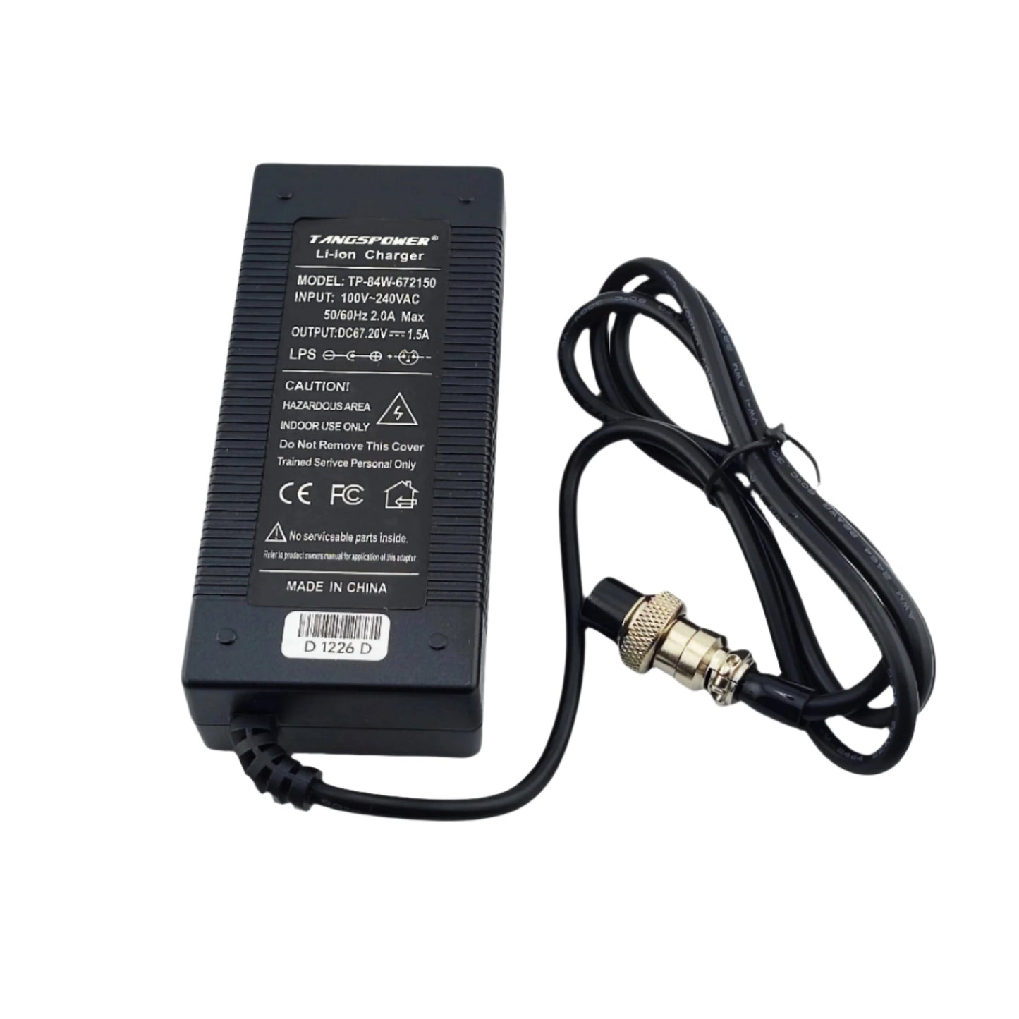 GX16 67.2V 1.5A Lithium Battery Charger for 16S 60V eBike eScooter