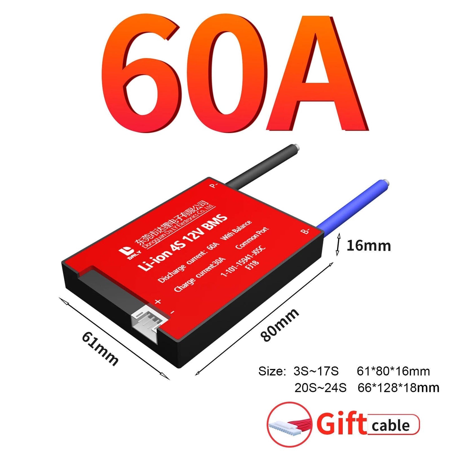 LiFePO4 BMS PCB DALY 4S 12V - 16S 48V 15A-100A Common Port - Escooterparts