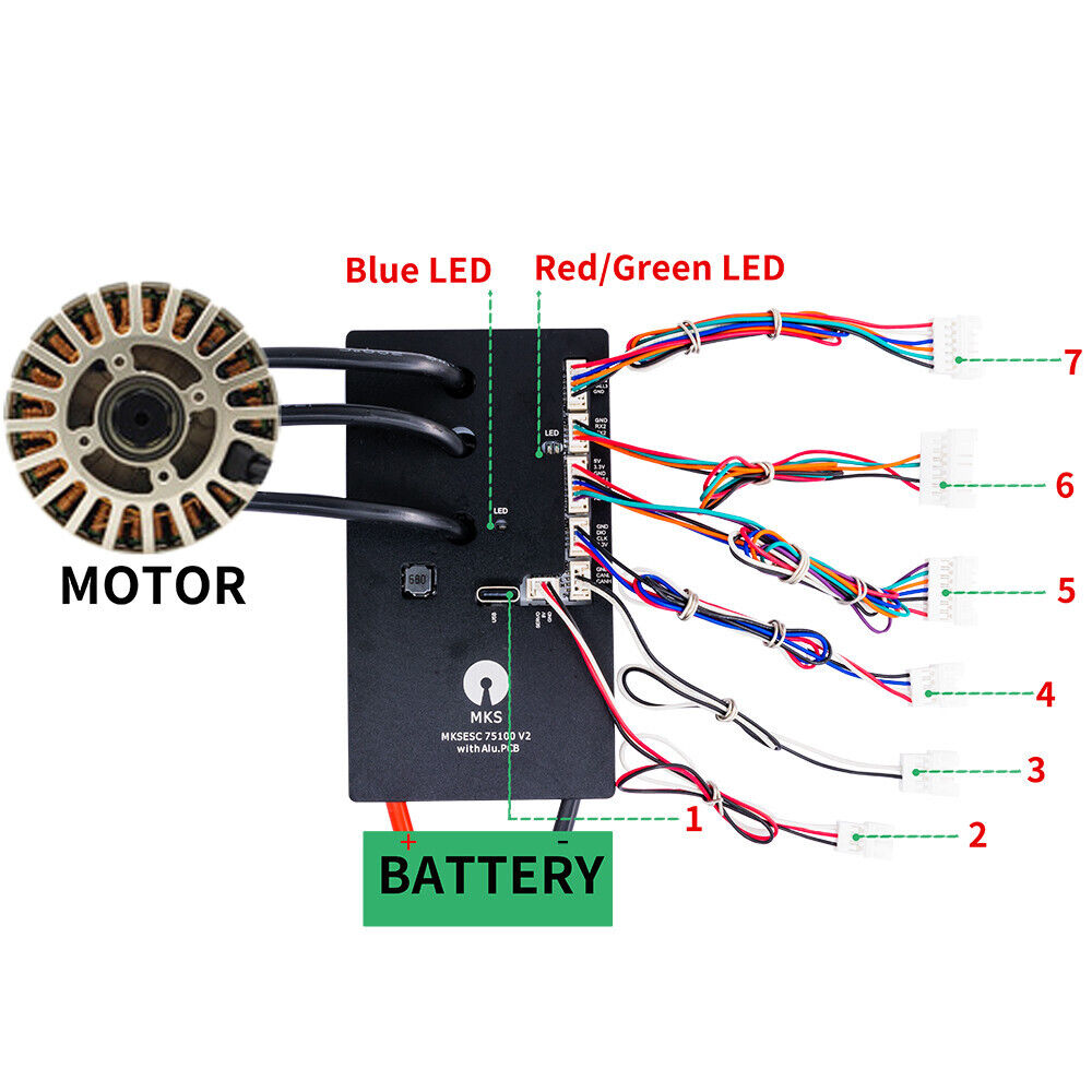 Makerbase VESC 75100 V2 84V 100A ESC With Alu PCB Based on VESC - Escooterparts