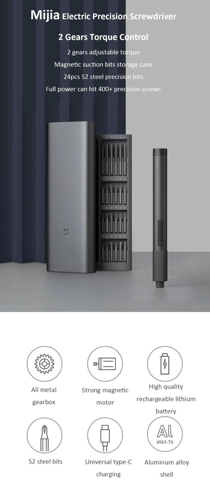Xiaomi Mijia Electric Precision Screwdriver Kit Type-C Rechargeable - Escooterparts