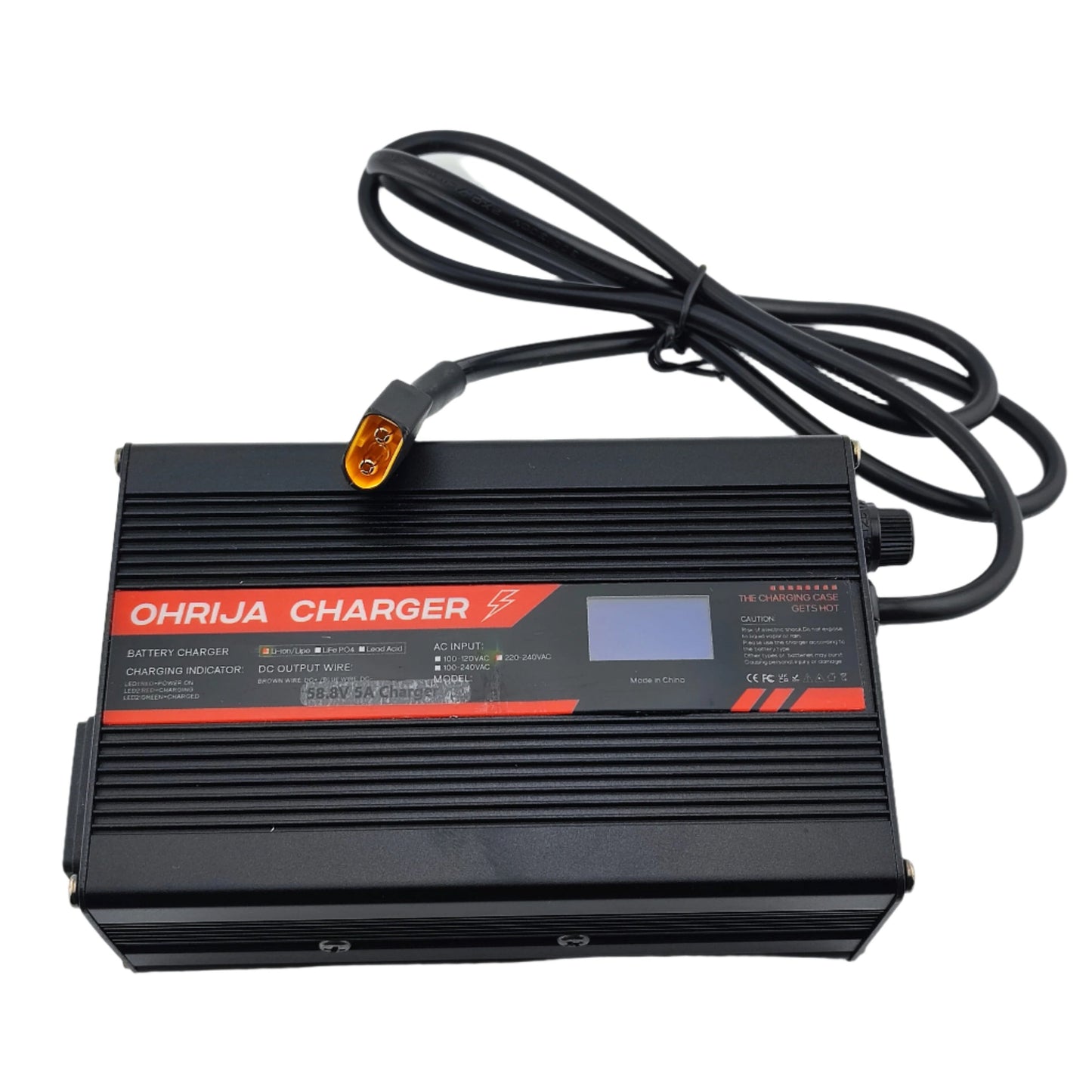 XT60 58.8V 5A Li-ion Battery Charger for 14S 52V Battery with Display