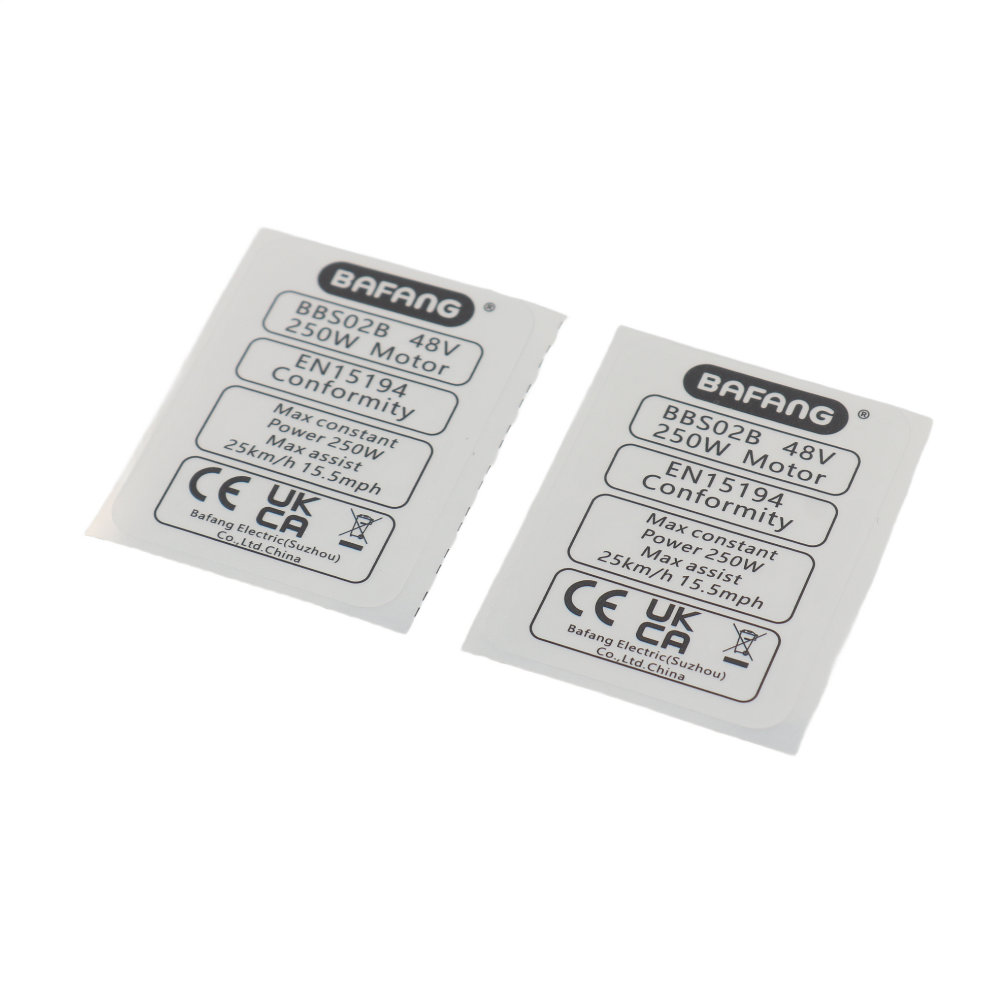 2 X Bafang BBS01 BBS02B 250W Ebike Legal Sticker