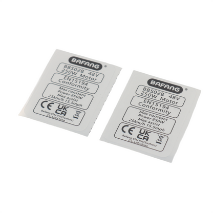 2 X Bafang BBS01 BBS02B 250W Ebike Legal Sticker