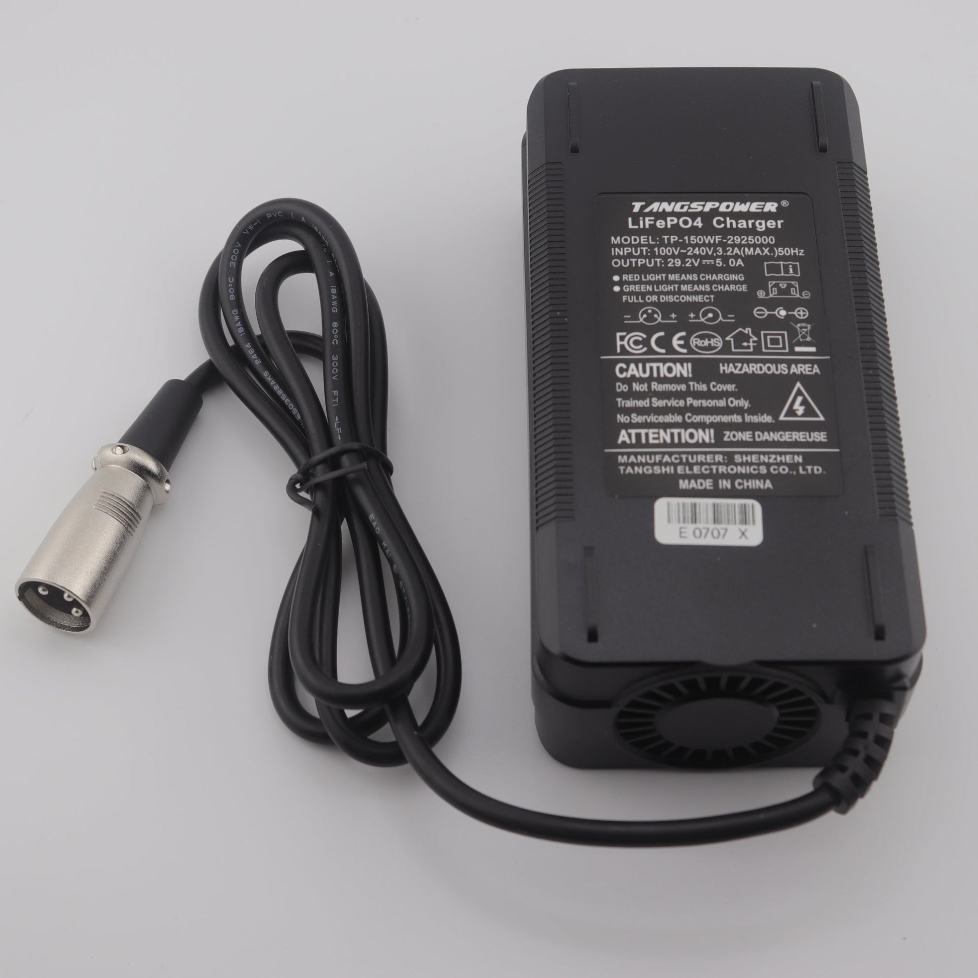 3-Pin XLR 29.2V 5A LiFePO4 LFP Battery Charger for 8S 24V Battery