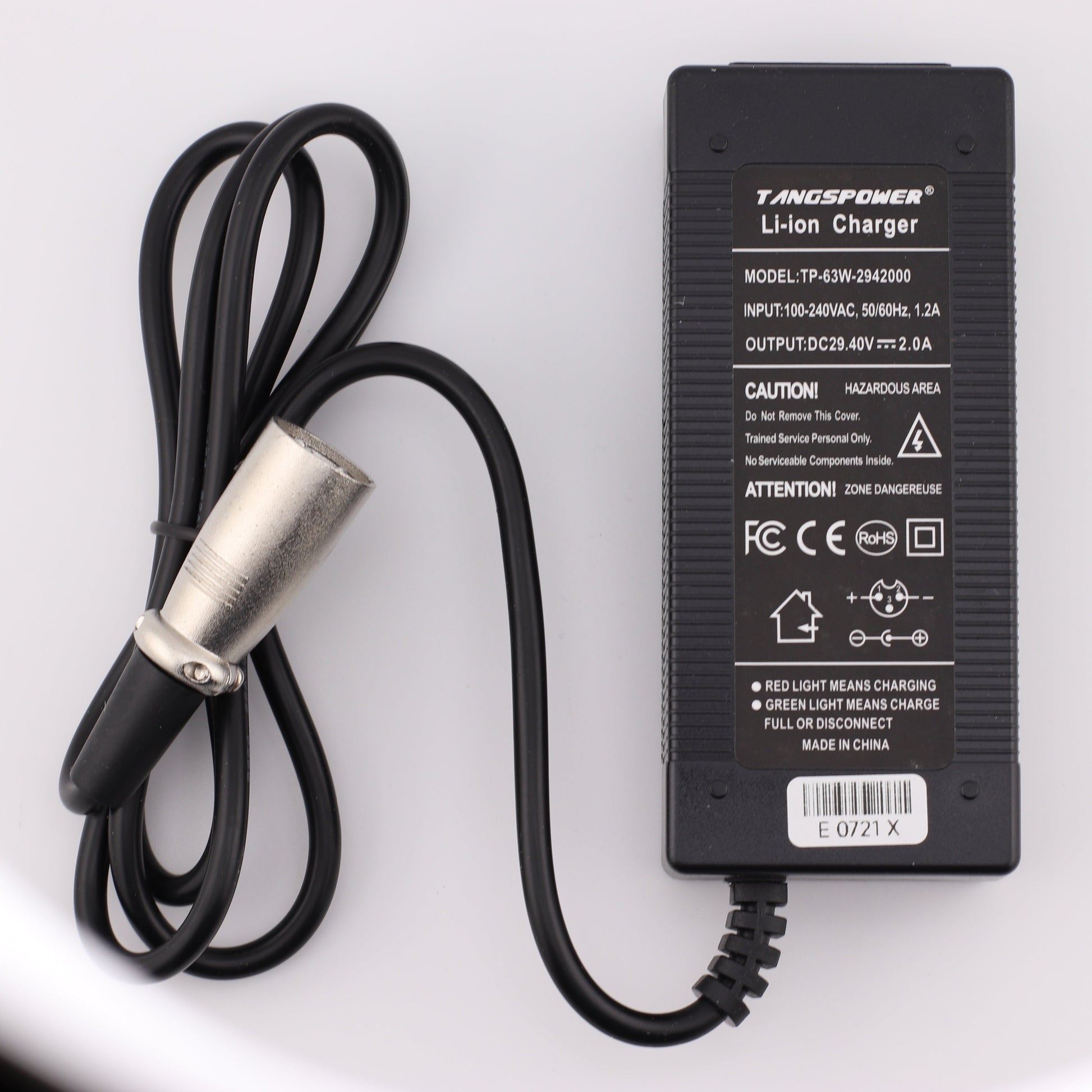 3 Pin XLR 29.4V 2A Lithium Battery Charger for 8S 24V Battery