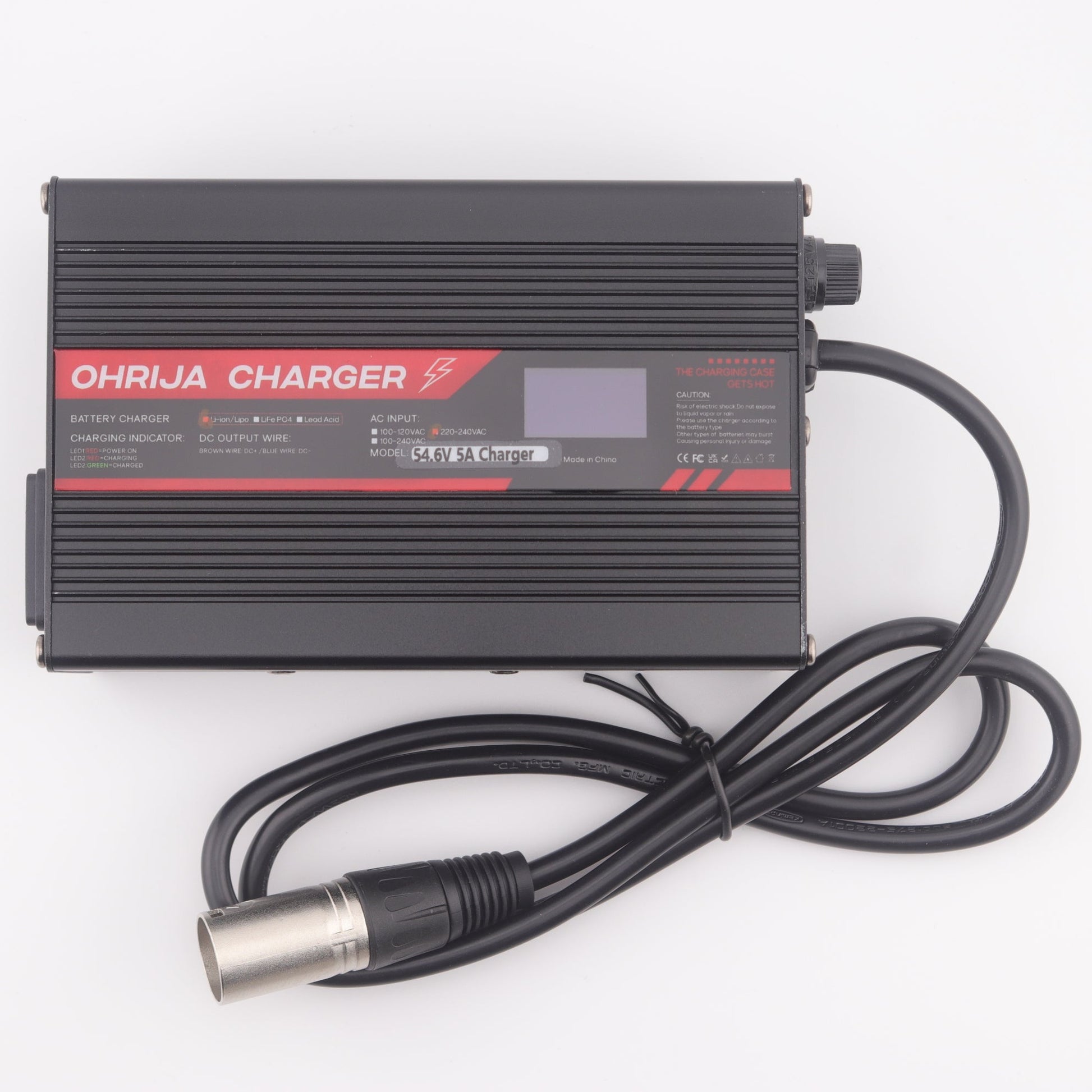 3-Pin XLR 54.6V 5A Lithium Battery Charger for 13S 48V Electric bike/Scooter