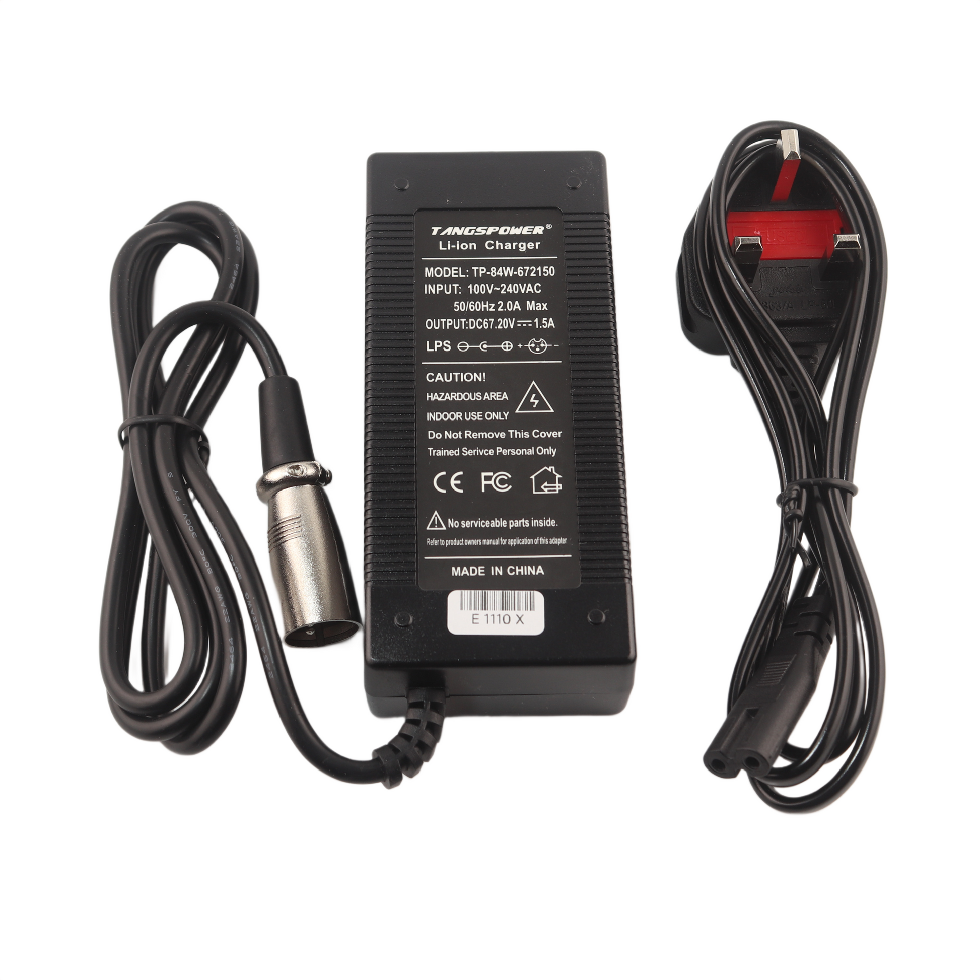 3-Pin XLR 67.2V 1.5A Lithium Battery Charger for 16S 60V eBike eScooter