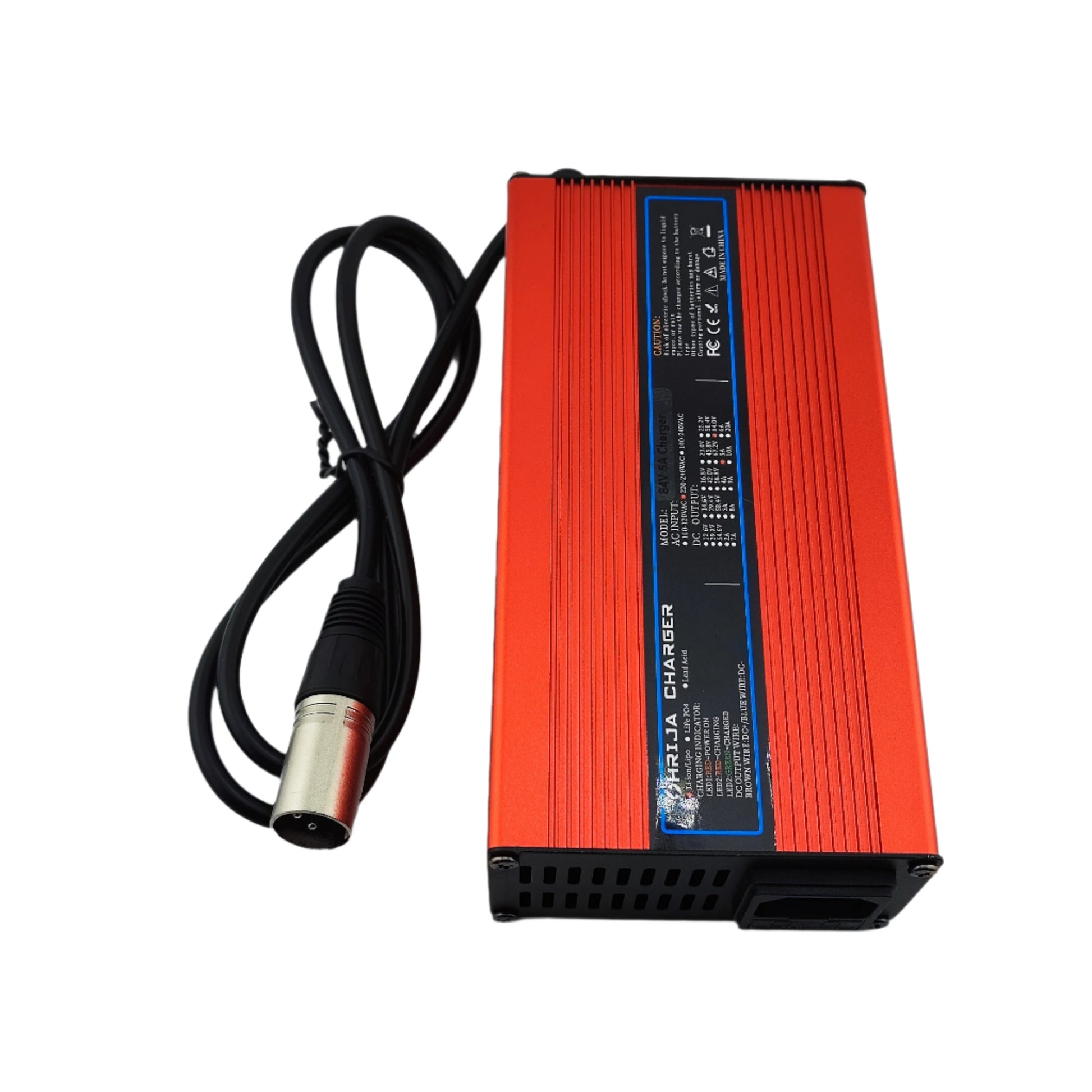 3-Pin XLR 84V 5A Lithium Battery Charger for 20S 72V Electric Bike/Scooter