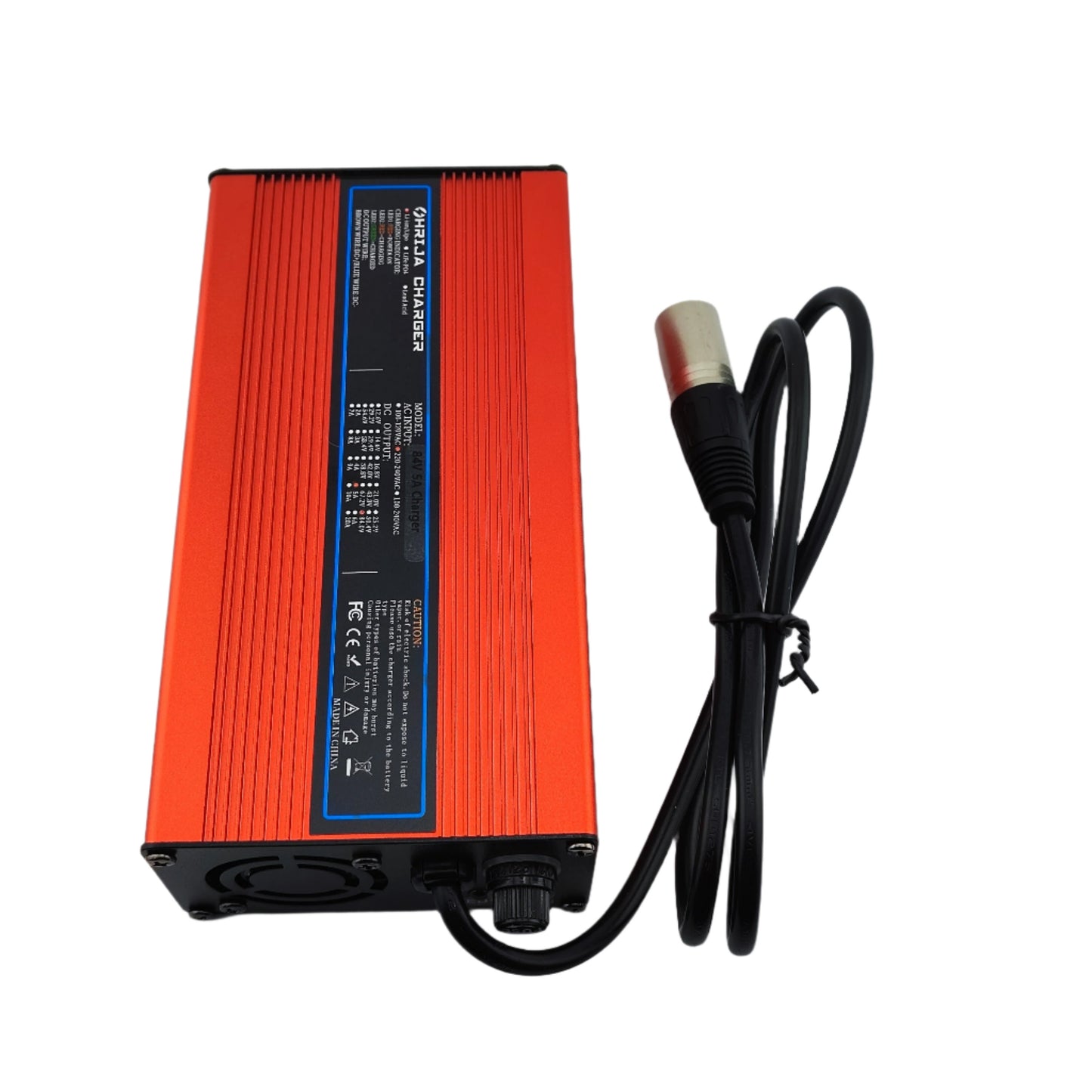 3-Pin XLR 84V 5A Lithium Battery Charger for 20S 72V Electric Bike/Scooter