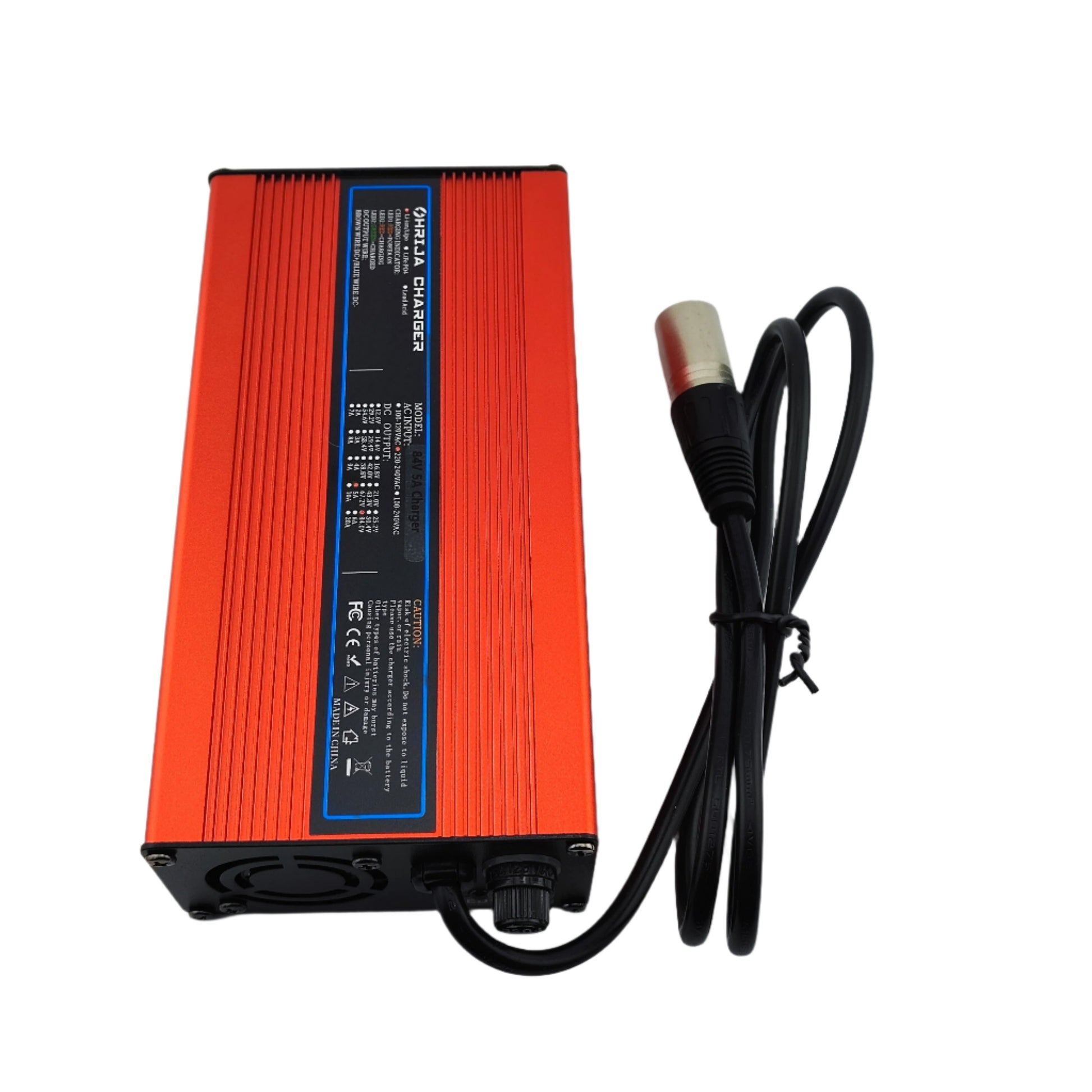3-Pin XLR 84V 5A Lithium Battery Charger for 20S 72V Electric Bike/Scooter
