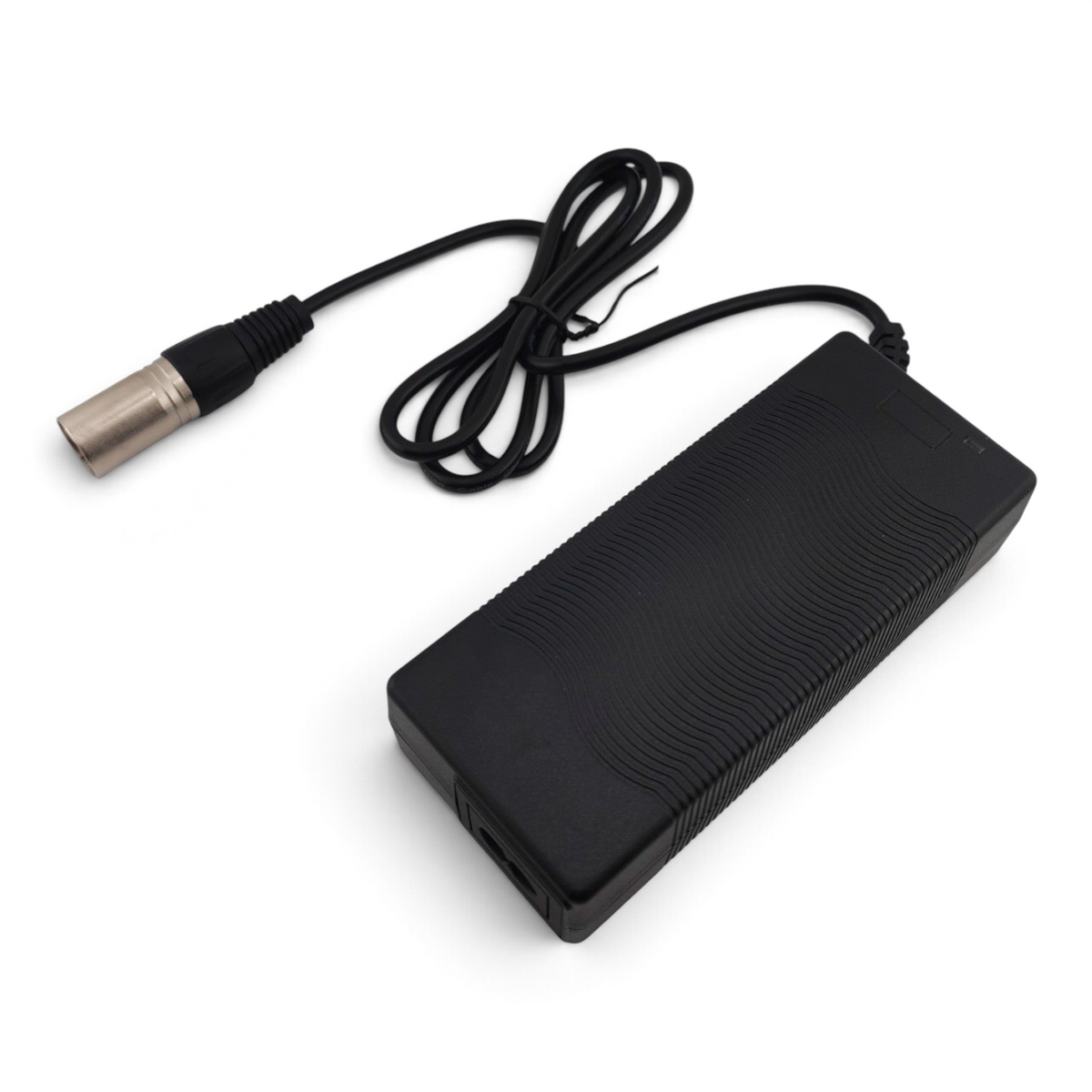 Escooterparts 42V 2A lithium battery charger with 4-pin XLR connector for 36V electric bikes in black