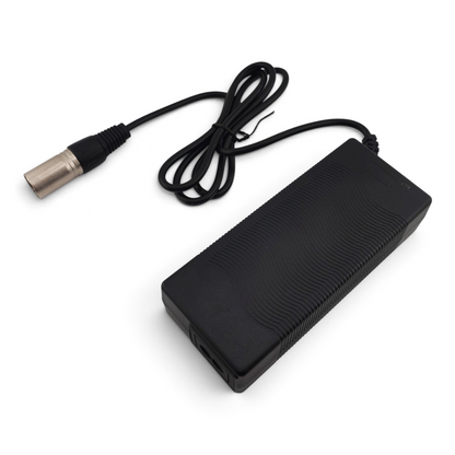 Escooterparts 42V 2A lithium battery charger with 4-pin XLR connector for 36V electric bikes in black