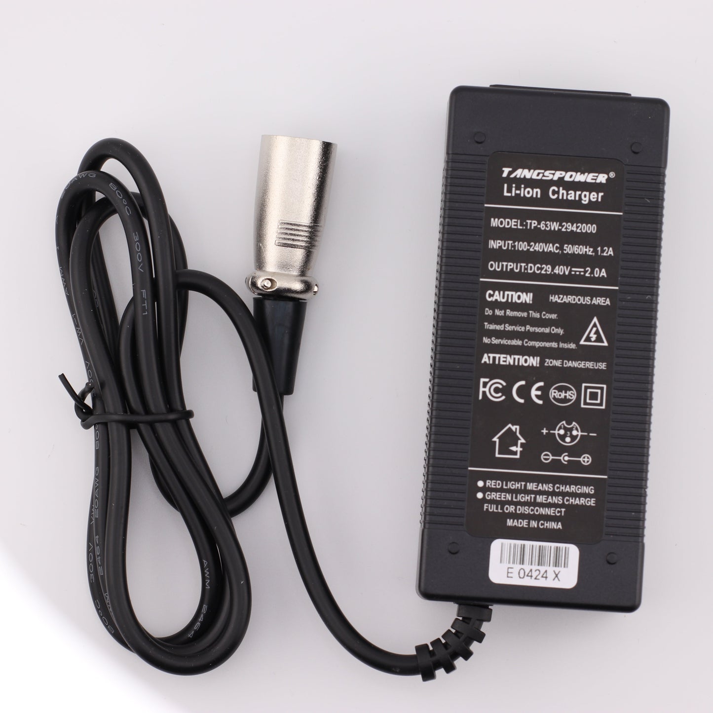 4 Pin XLR 29.4V 2A Lithium Battery Charger for 8S 24V Li Ion Battery
