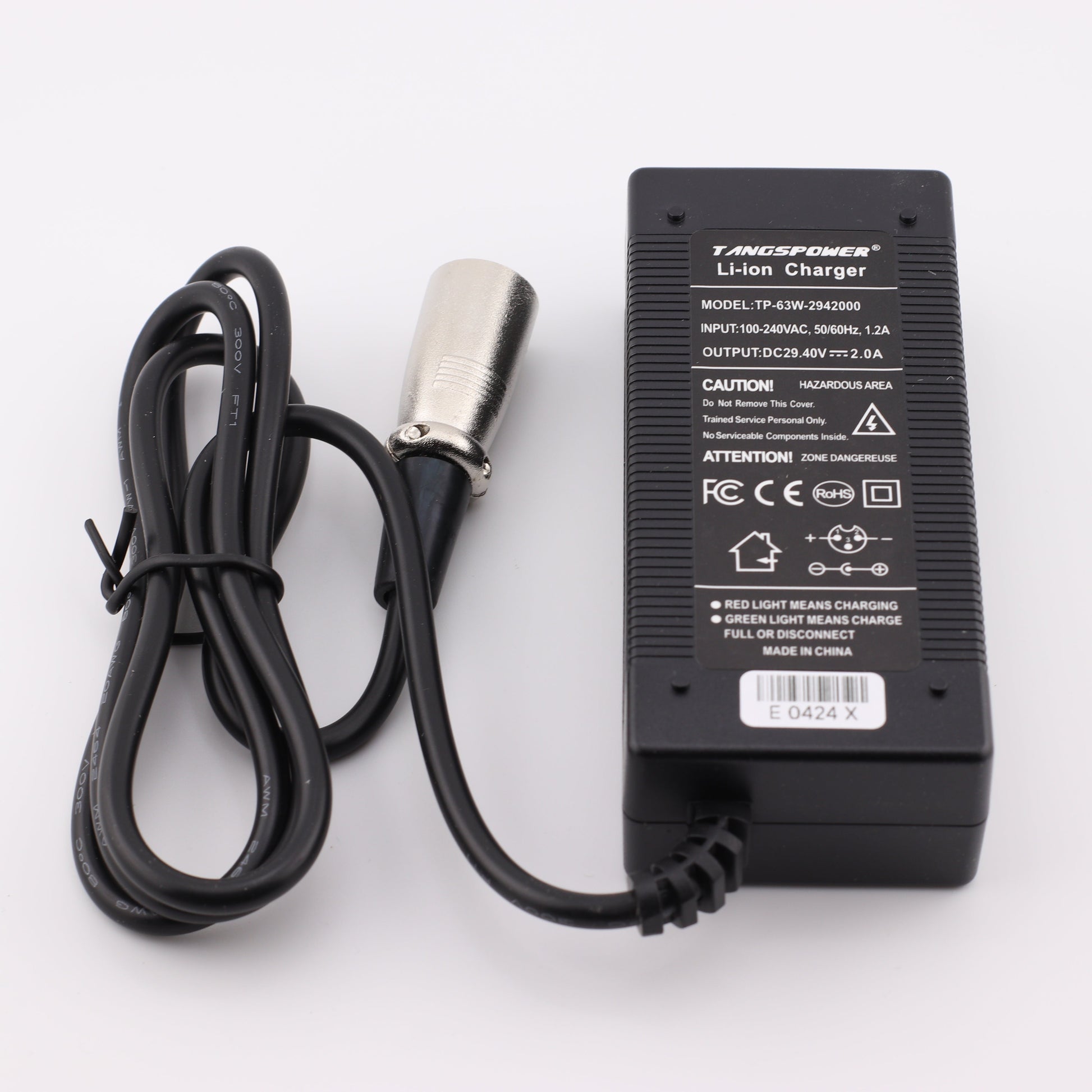 4 Pin XLR 29.4V 2A Lithium Battery Charger for 8S 24V Li Ion Battery