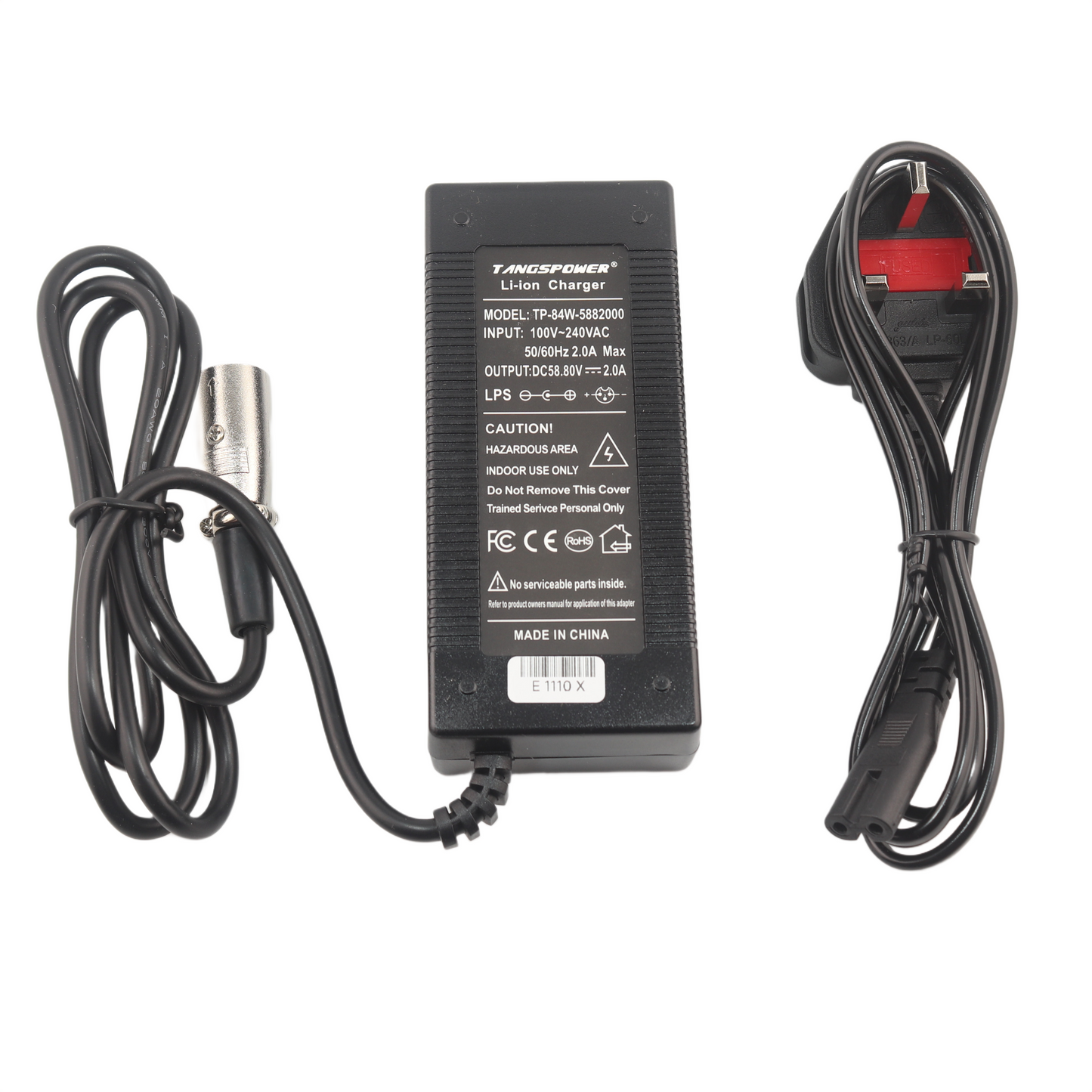4-Pin XLR 58.8V 2A Lithium Battery Charger for 14S 52V eBike eScooter
