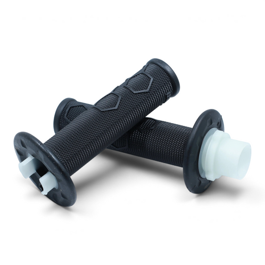 Escooterparts black rubber handlebar grips with textured pattern for Sur-Ron Ultra Bee electric dirt bike