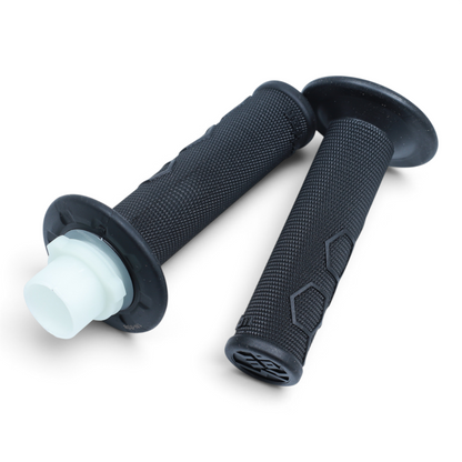 Escooterparts black rubber handlebar grips with textured diamond pattern for Sur-Ron Ultra Bee electric dirt bike