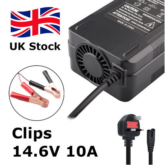 Crocodile Clips 14.6V 10A LiFePO4 Battery Charger for 4S 12V Battery - Escooterparts