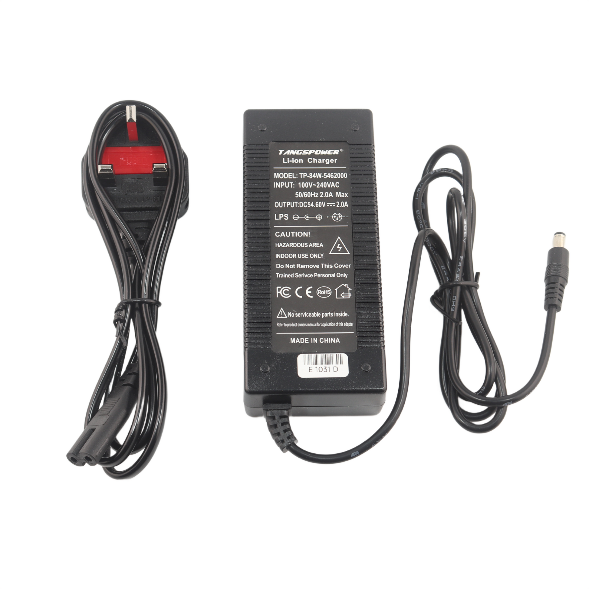 DC 5.5X2.1MM 54.6V 2A Lithium Battery Charger for 13S 48V eBike eScooter