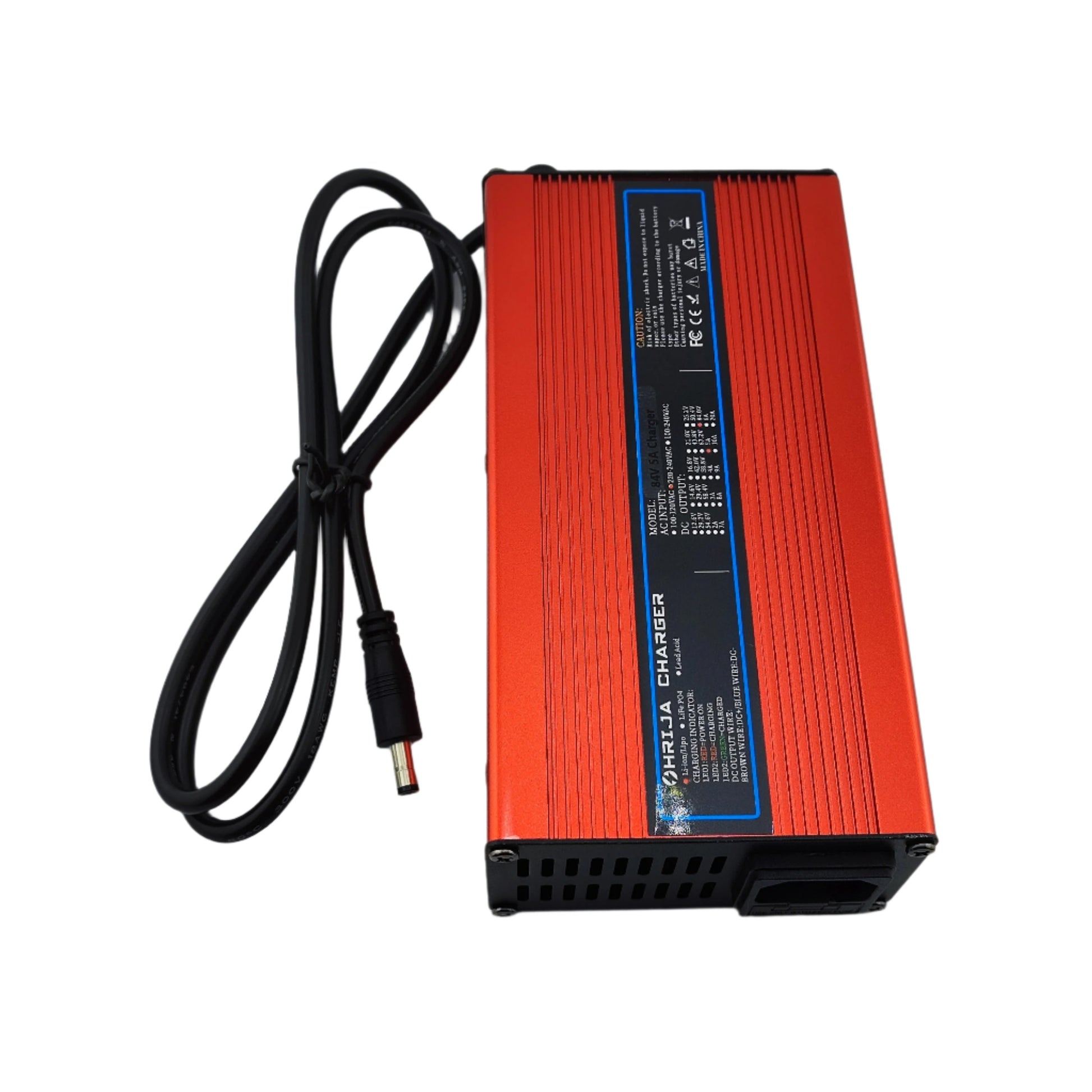 DC 5.5x2.1MM 84V 5A Lithium Battery Charger for 20S 72V Electric bike/Scooter