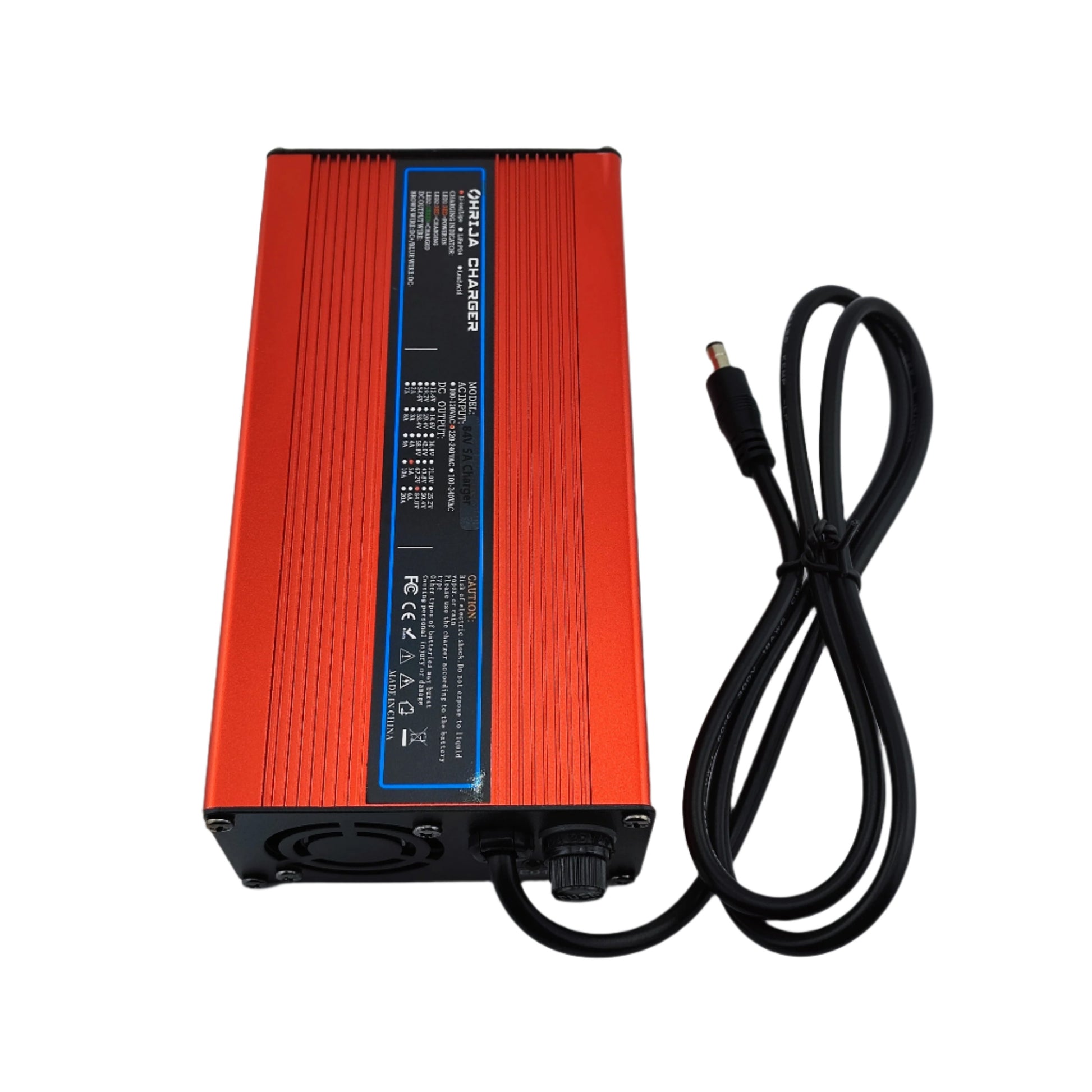 DC 5.5x2.1MM 84V 5A Lithium Battery Charger for 20S 72V Electric bike/Scooter