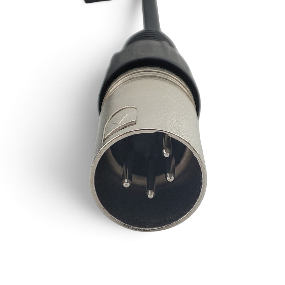 Escooterparts 4-pin XLR connector for 36V lithium battery charger, featuring a metallic plug on a black cable.