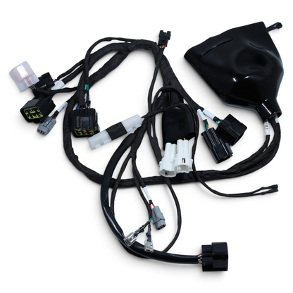 Escooterparts replacement wiring loom harness for Surron Light Bee X electric dirt bike with black protective casing.