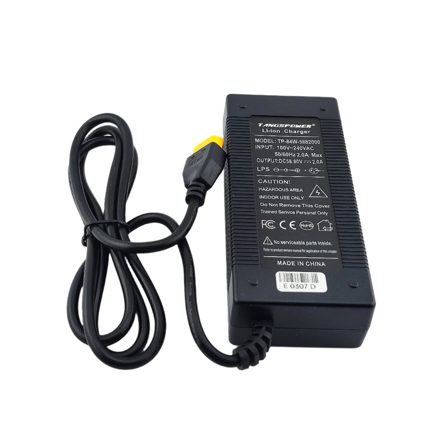 XT60 58.8V 2A Lithium Battery Charger for 14S 52V eBike eScooter